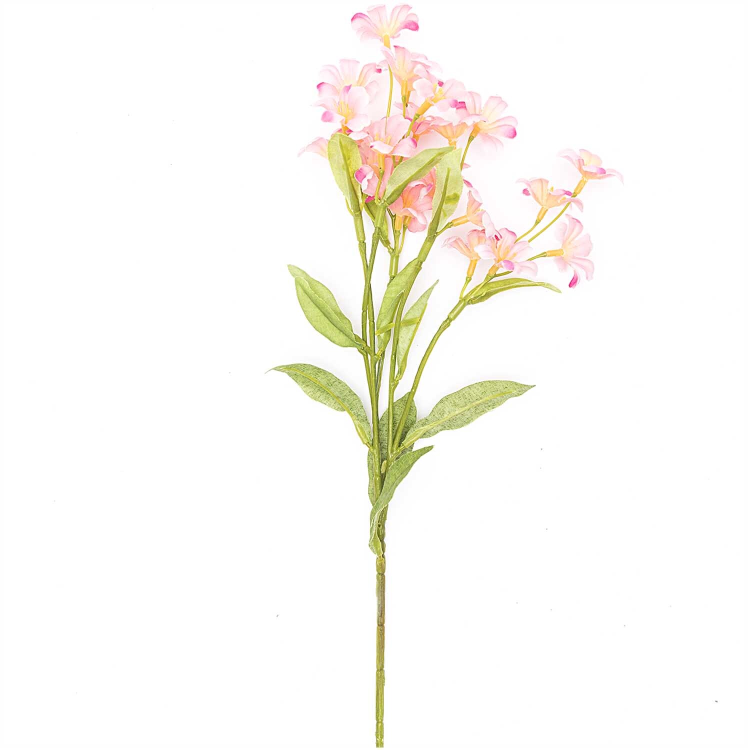 Wildblumen-Pick rosa 43cm: Ein zarter Strauß rosa Wildblumen mit grünen Blättern, ideal für Dekorationen.