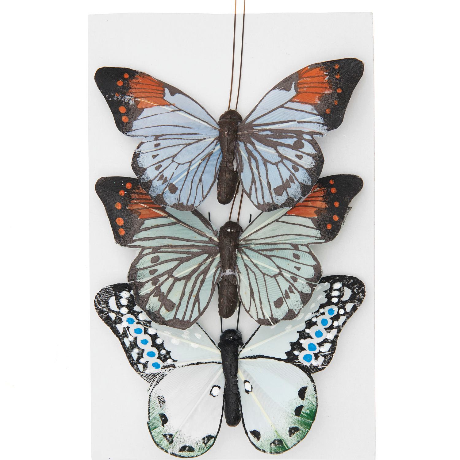 Schmetterling mit Clip Blau/Grün 10–10,5cm 3 Stück von Rico Design