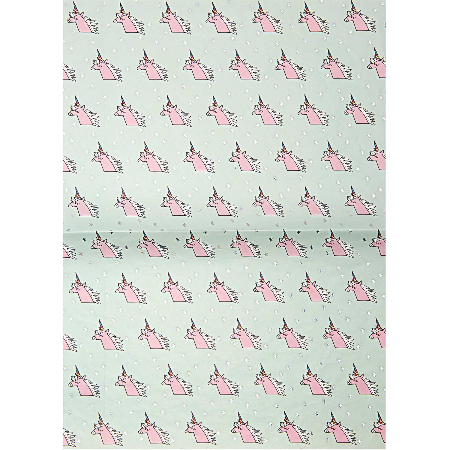 Paper Patch Papier Einhorn 30x42cm Hot Foil mit rosa Einhornmuster auf hellgrünem Hintergrund von Rico Design. Ideal für kreative Projekte.