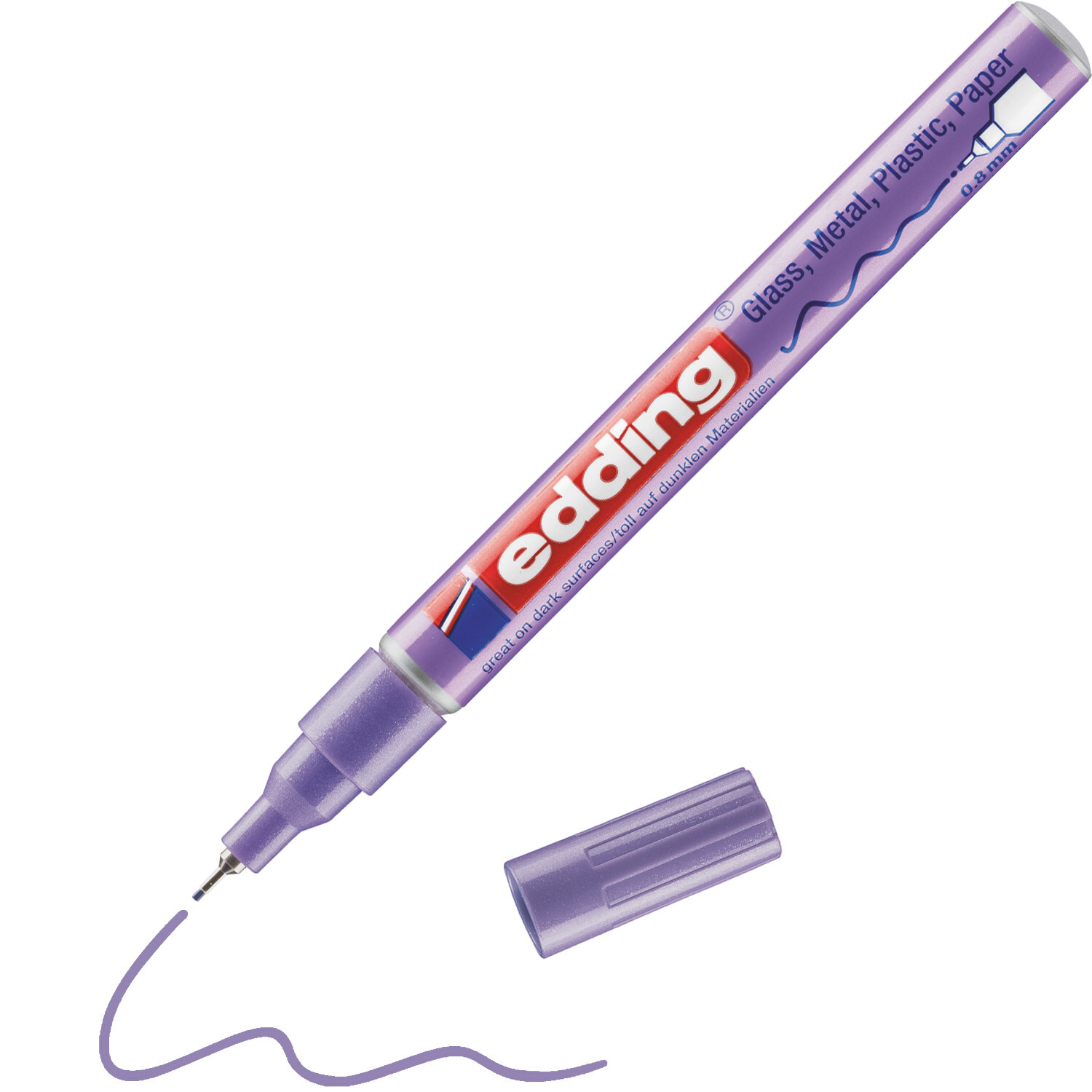 780 Glanzlackmarker von edding in Violett Metallic, ideal für Glas, Metall und Papier.