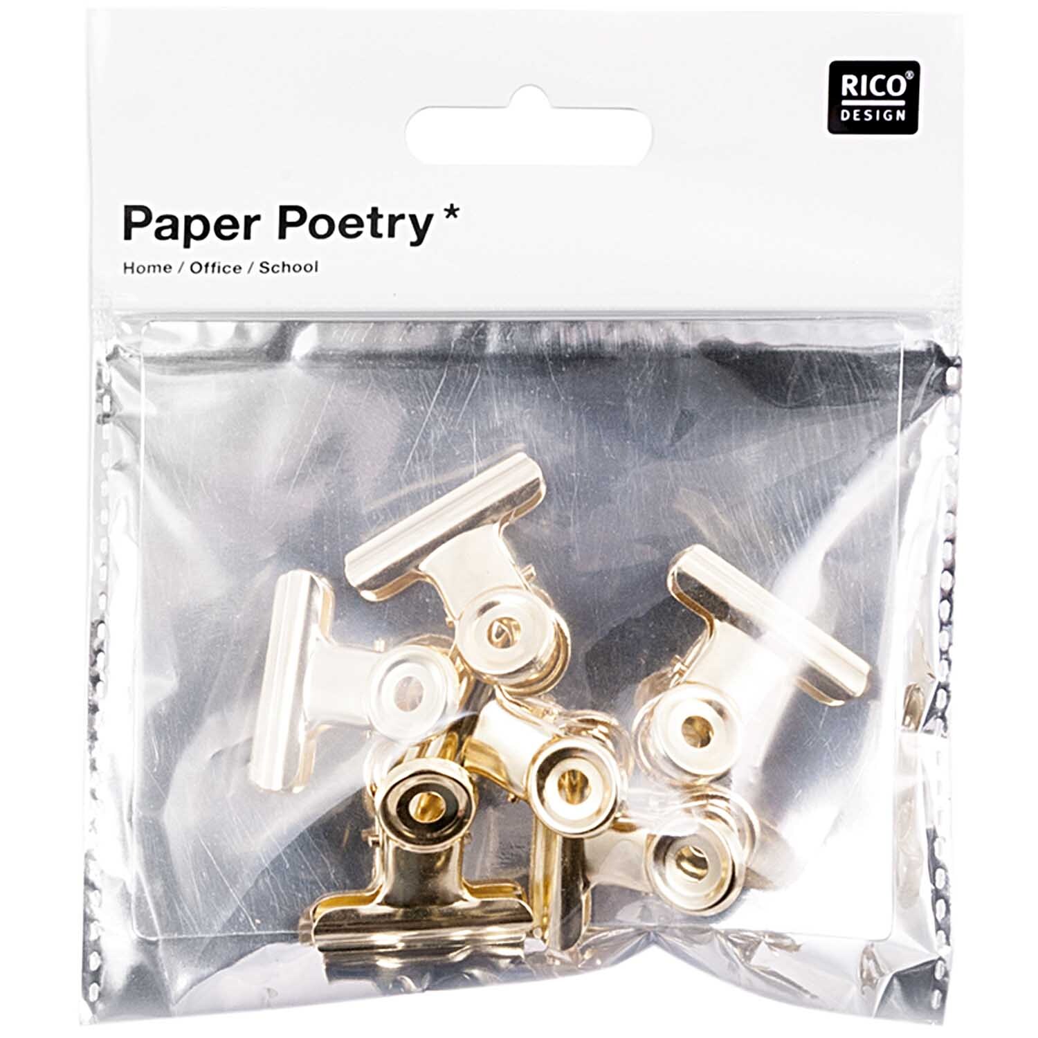 Paper Poetry Klemmbrettklammern gold 30mm 6 Stück von Rico Design