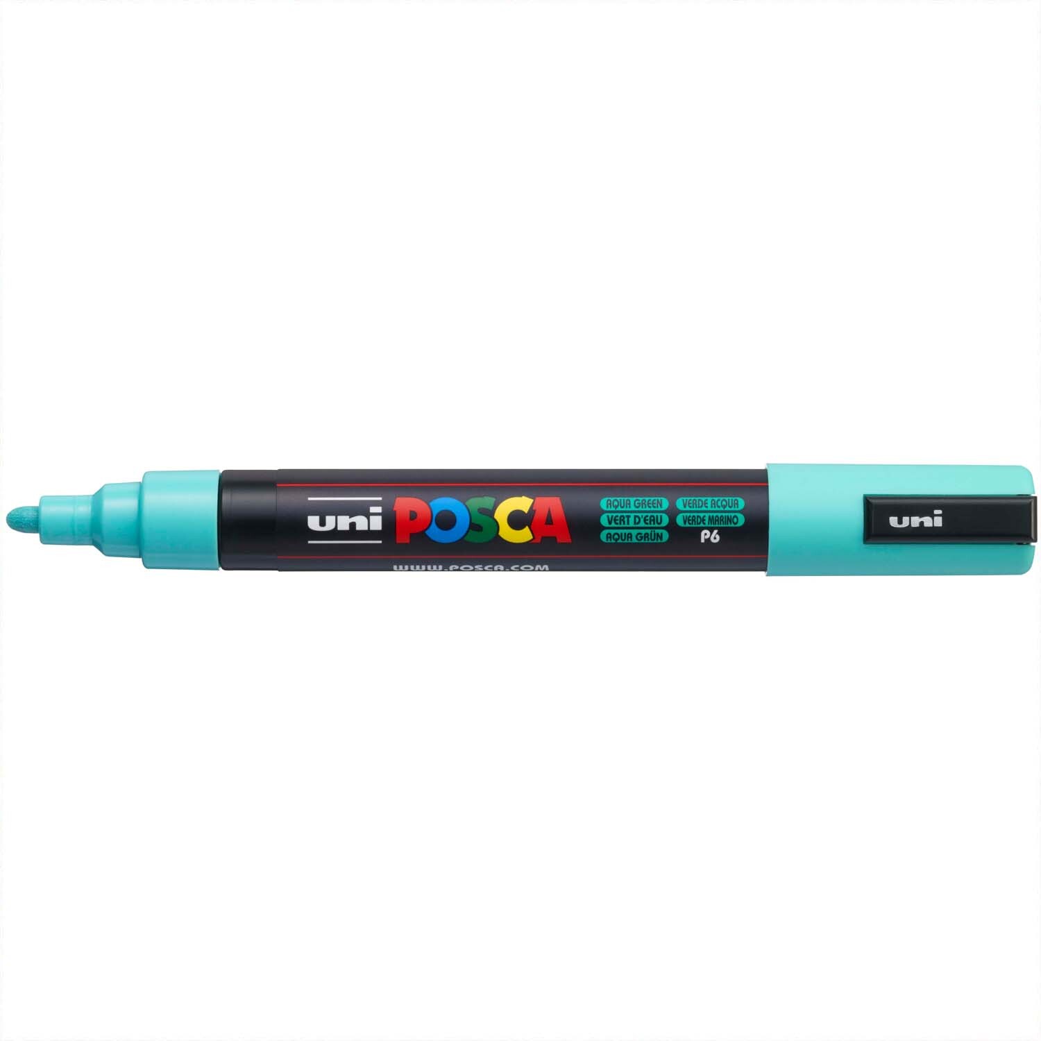 POSCA-Marker PC-5M in Aquagrün mit 1,8-2,5mm Spitze, ideal für präzises Zeichnen und Schreiben.