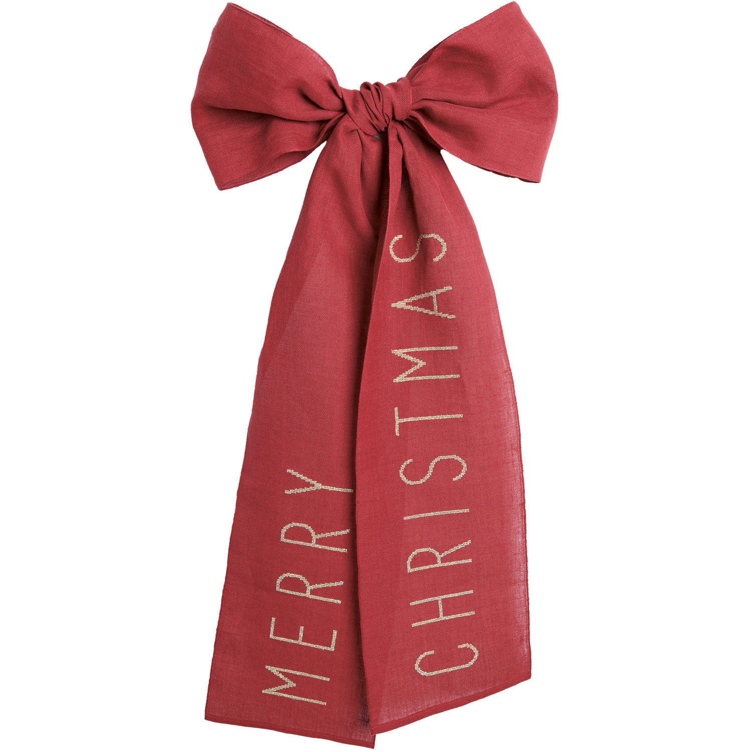 Stickpackung Schleife Merry Christmas: Rote Schleife mit aufgesticktem "Merry Christmas", 38x80cm, von Rico Design.