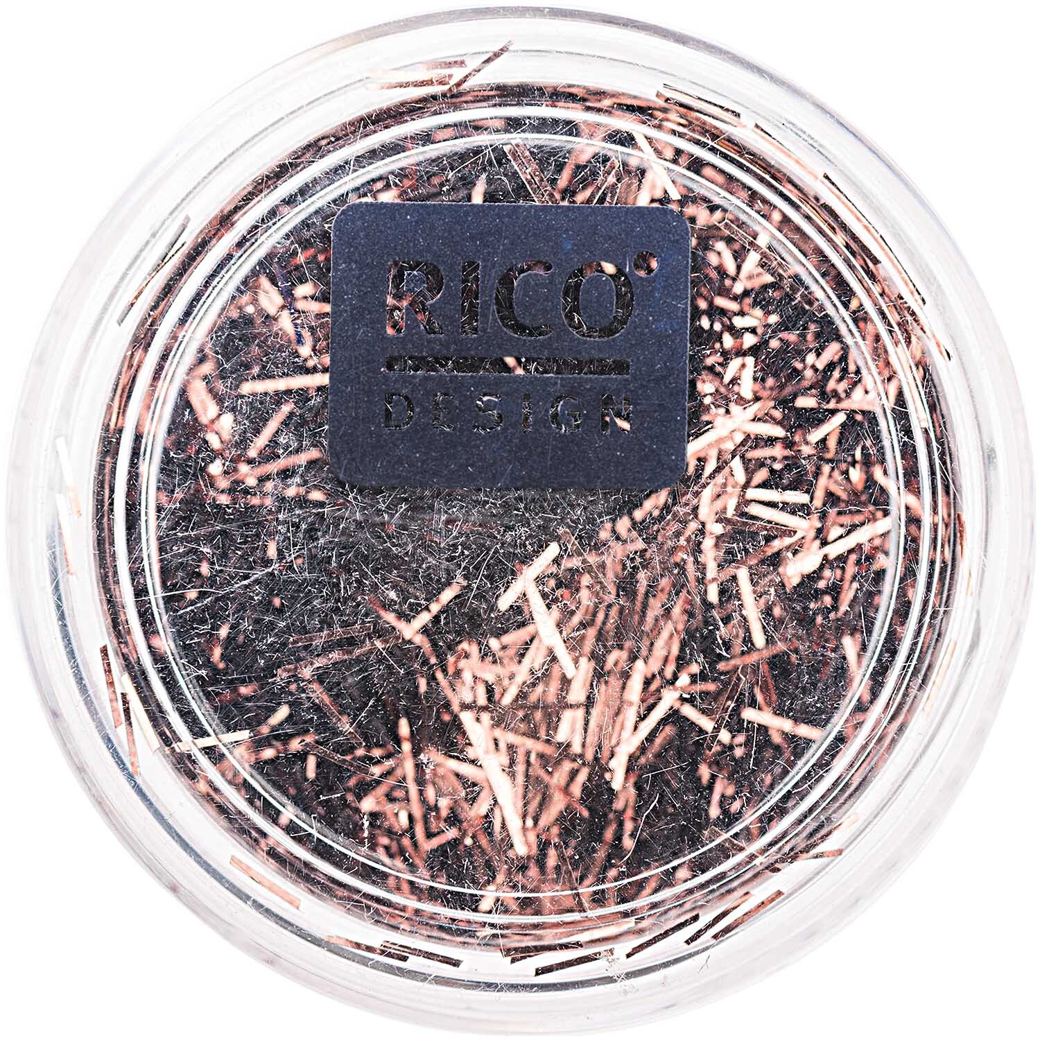 Stäbchen Glitter 4g in einer runden Dose von Rico Design, gefüllt mit braunem Glitzer.