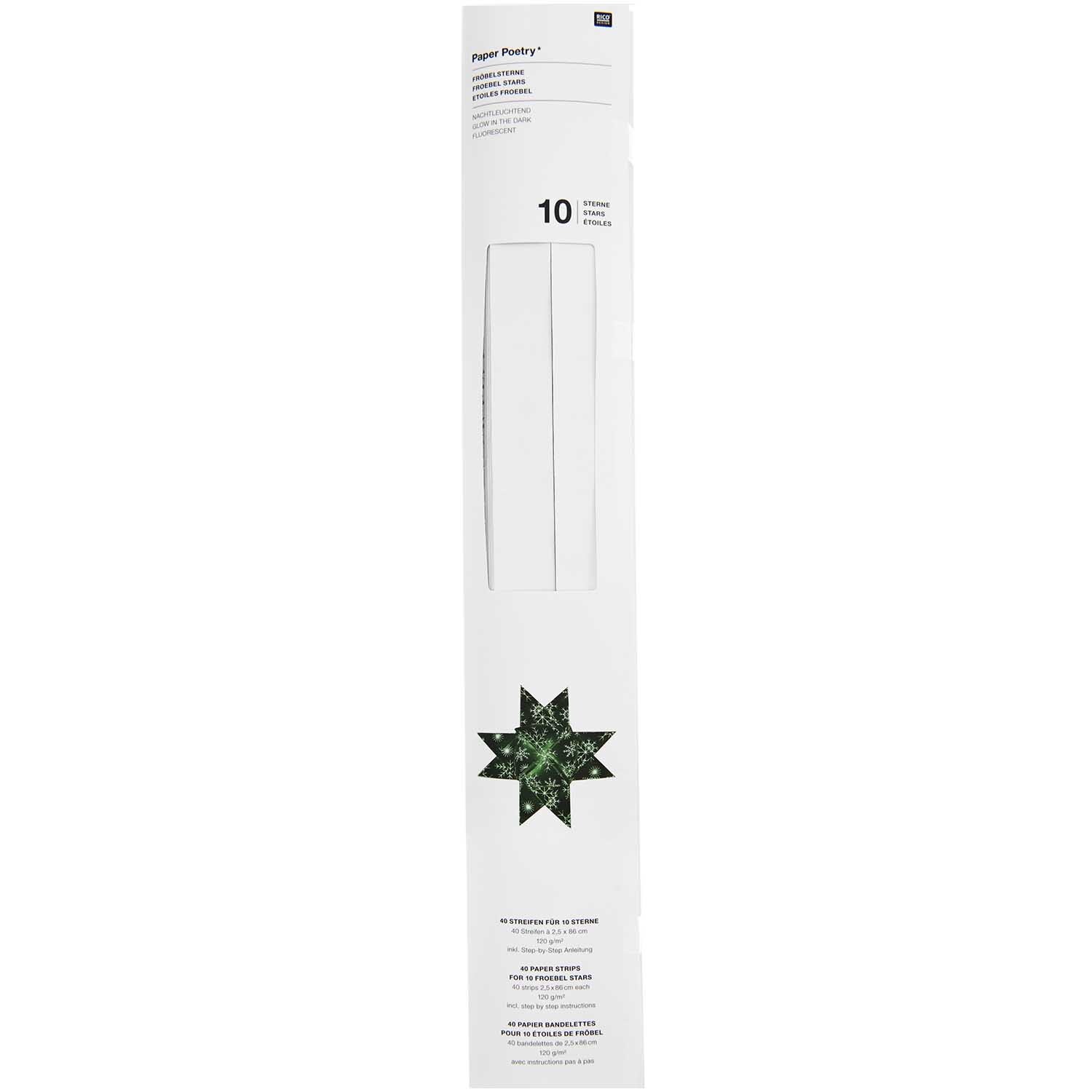 Paper Poetry Fröbelstreifen nachtleuchtend 120g/m2 40 Stück von Rico Design
