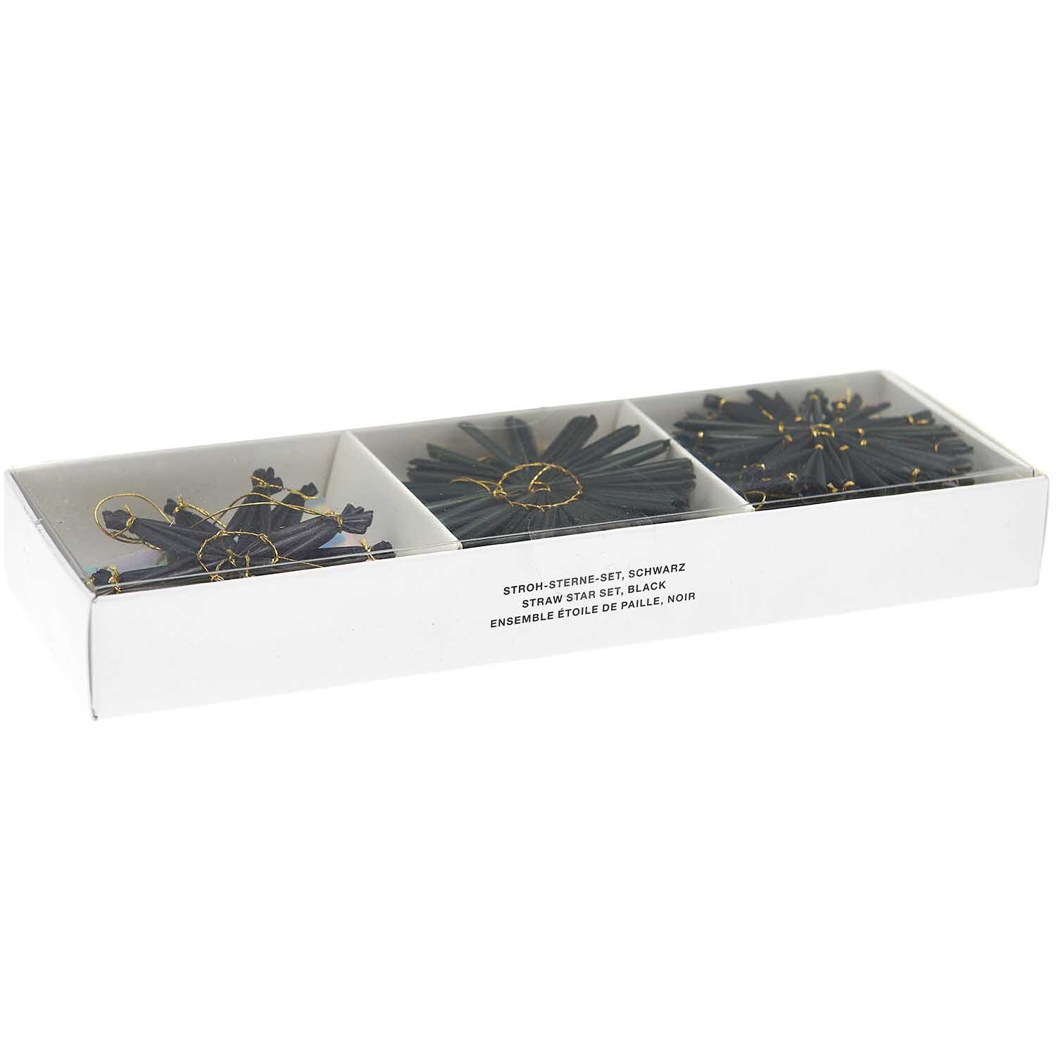 Strohstern-Set 6x6cm 9-teilig Farbe Schwarz von Rico Design