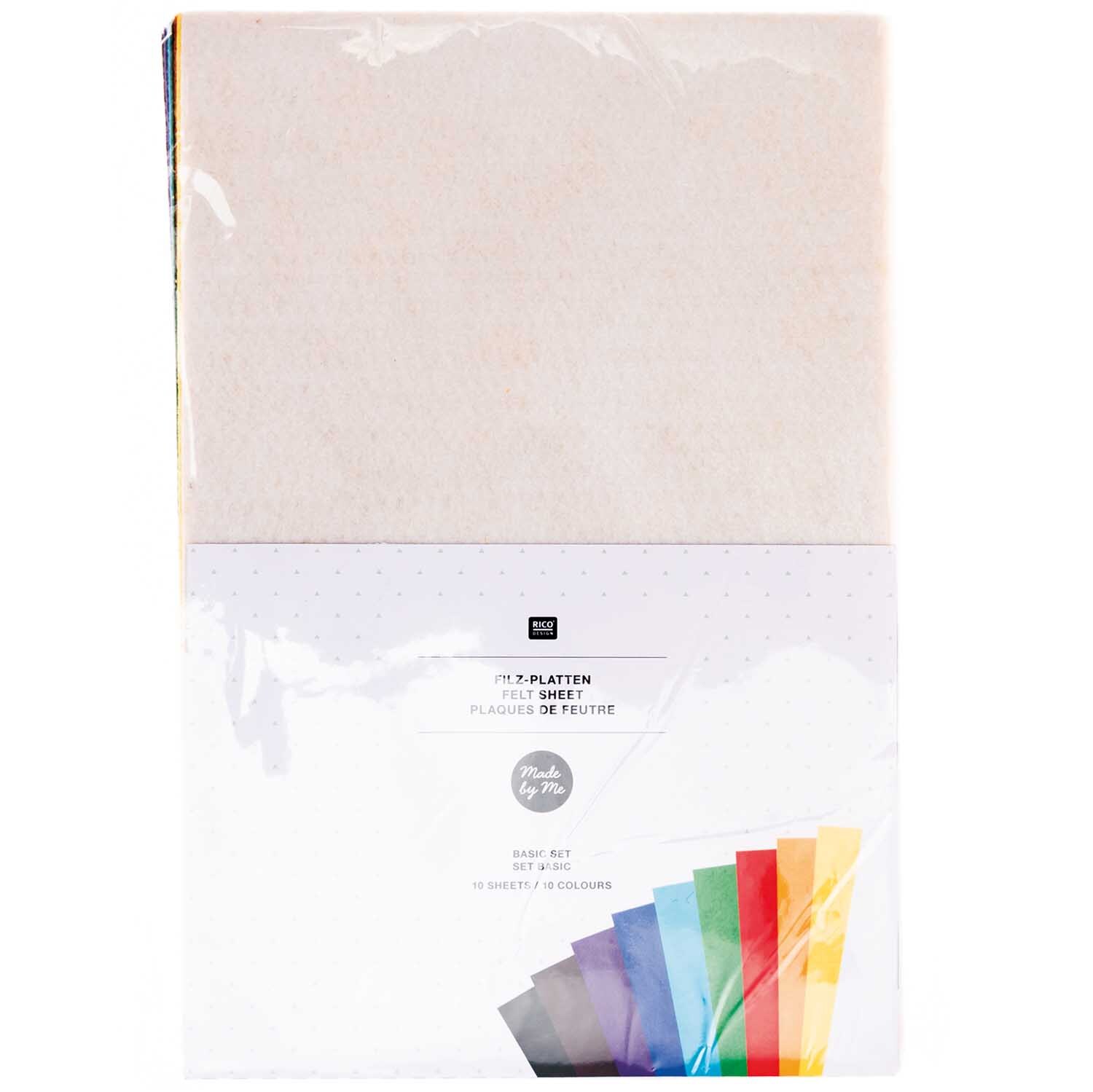 Filz-Plattenset 1mm 20x30cm 10 Farben Farbe Basic von Rico Design