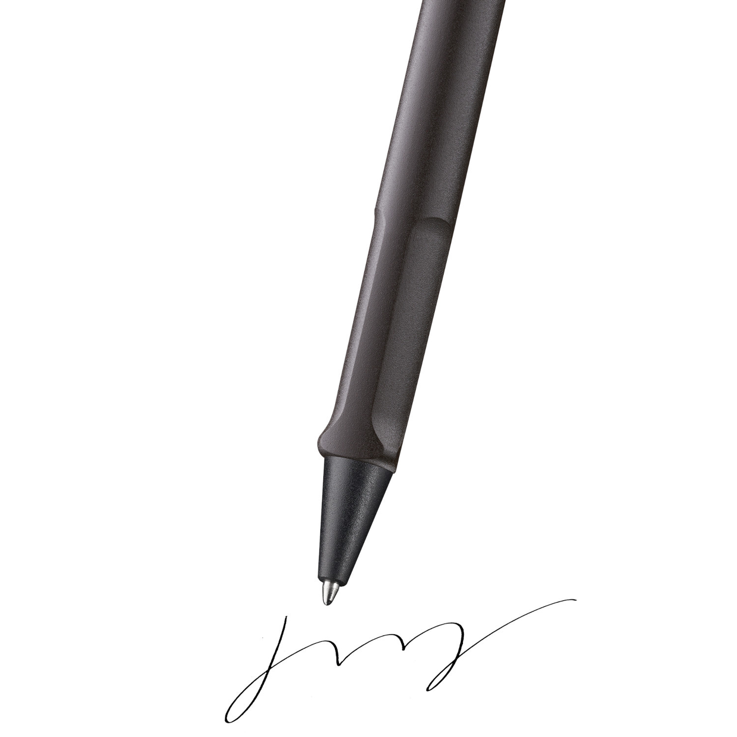 Kugelschreiber Lamy safari in Schwarz schreibt auf weißem Papier. Elegantes Design für komfortables Schreiben.