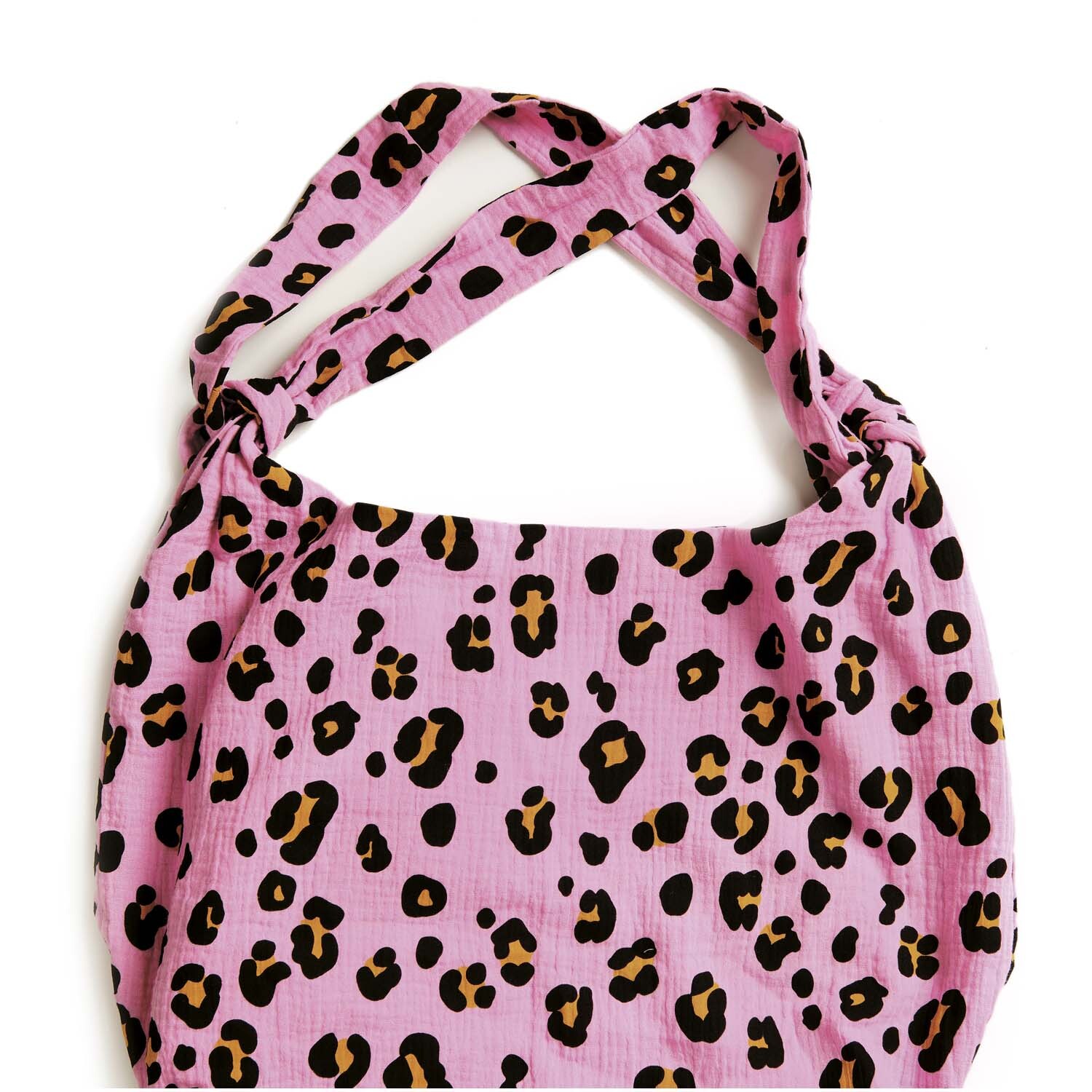 Meterware Krinkelmusselin Acid Leo pink mit Leopardenmuster, ideal für kreative Nähprojekte.