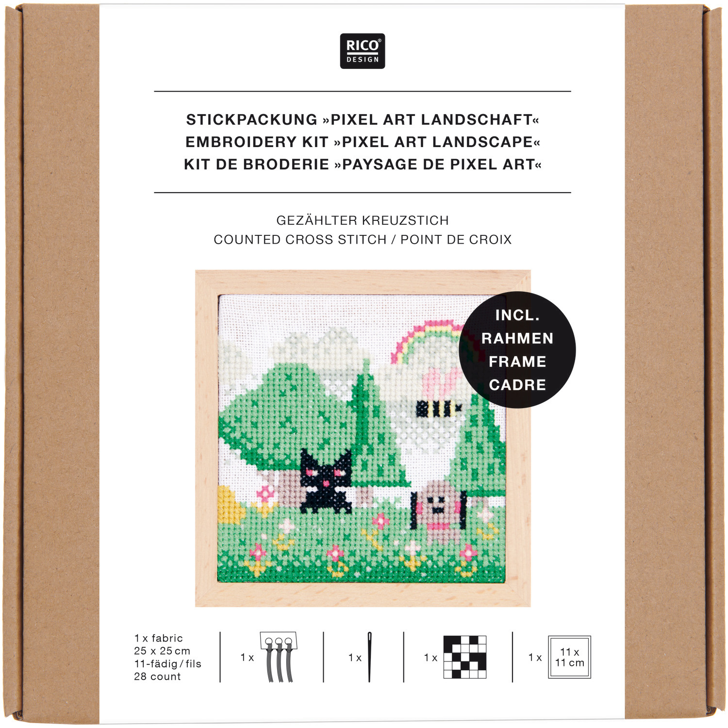 Stickpackung Pixel Art Landschaft 11x11cm von Rico Design