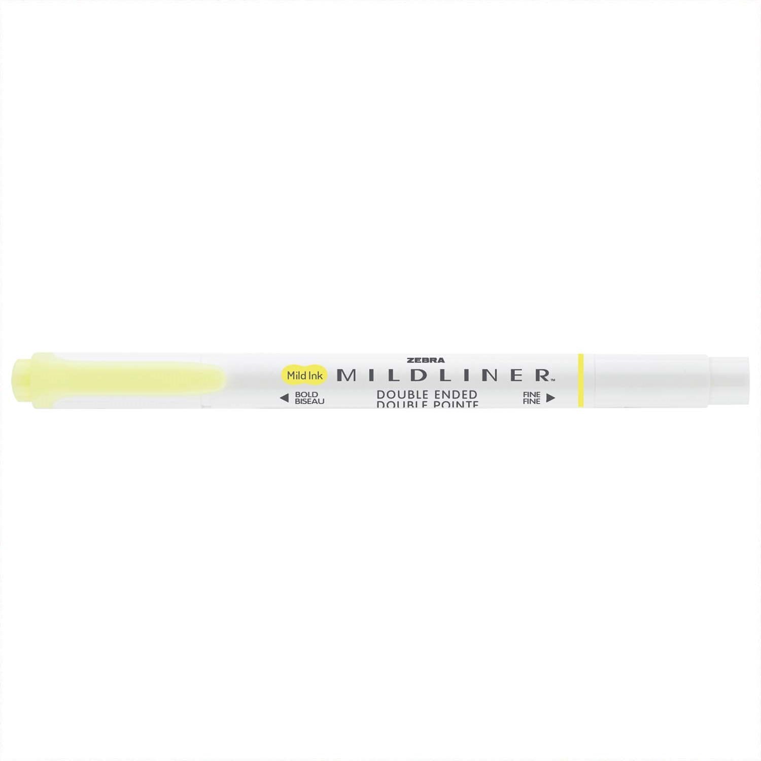 Mildliner Textmarker mit 2 Spitzen, gelb, von ZEBRA. Der Marker hat eine feine und breite Spitze.