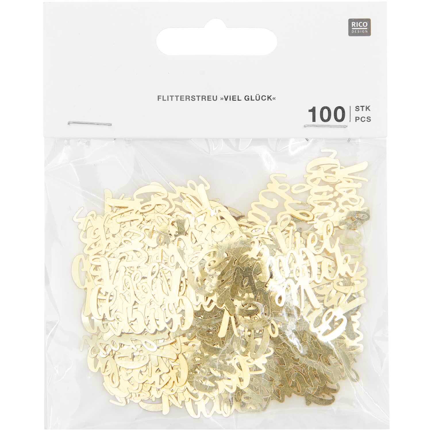 Flitter "Viel Glück" gold 100 Stück von Rico Design
