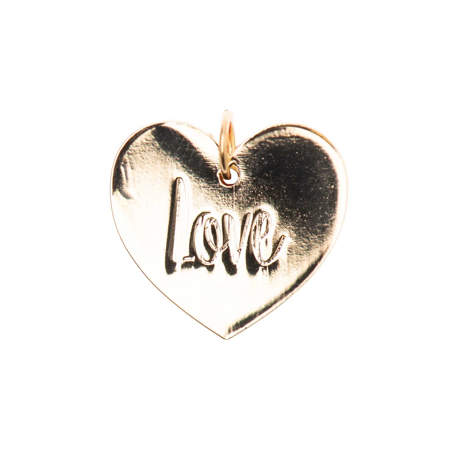 Mix it Up - Jewellery Anhänger Scheibe Love gold Ø17mm: Herzförmiger, goldener Anhänger mit "Love"-Gravur von Rico Design.