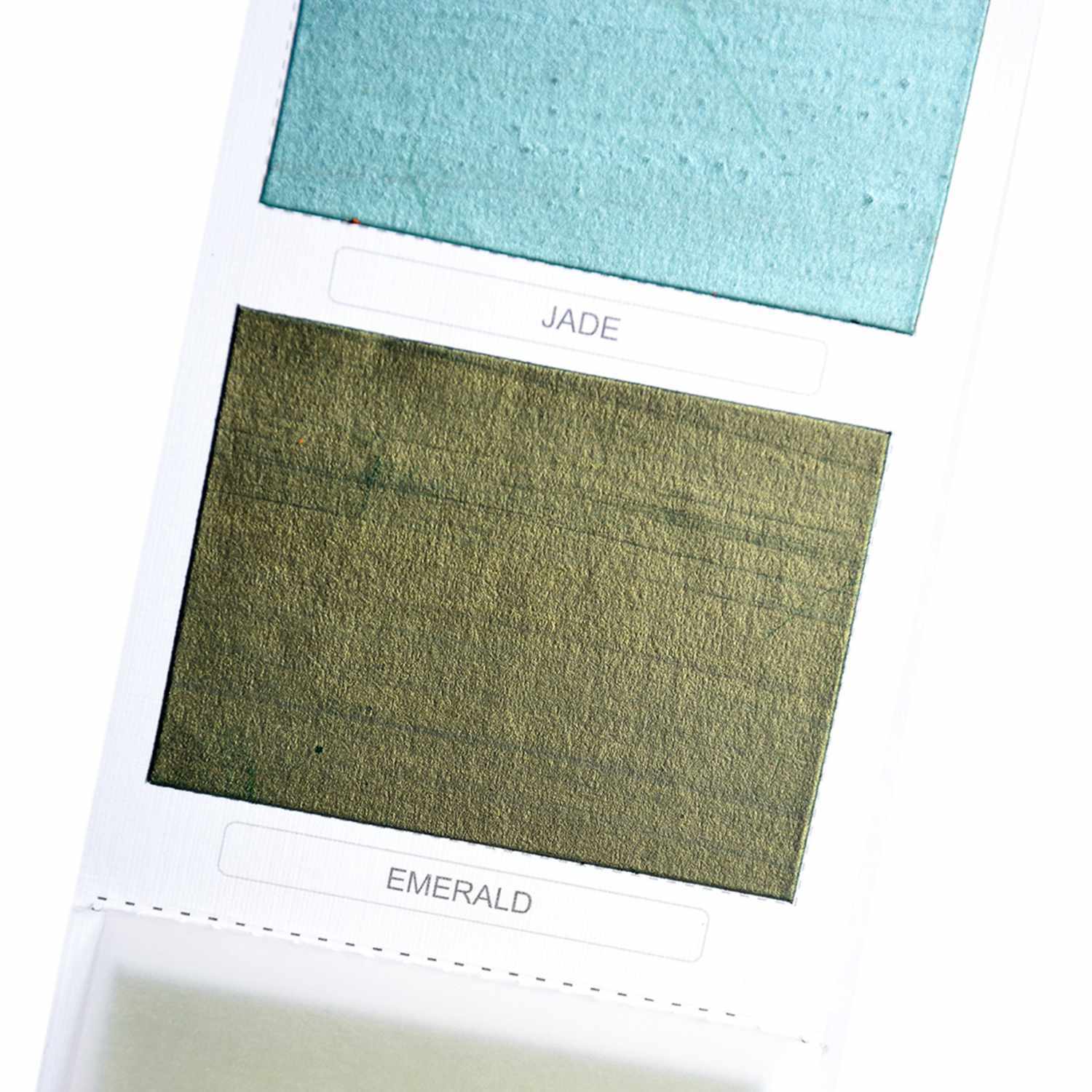 Viviva Colorsheets Metallic zeigt zwei Farbfelder in Jade und Smaragd. Ideal für kreative Projekte.