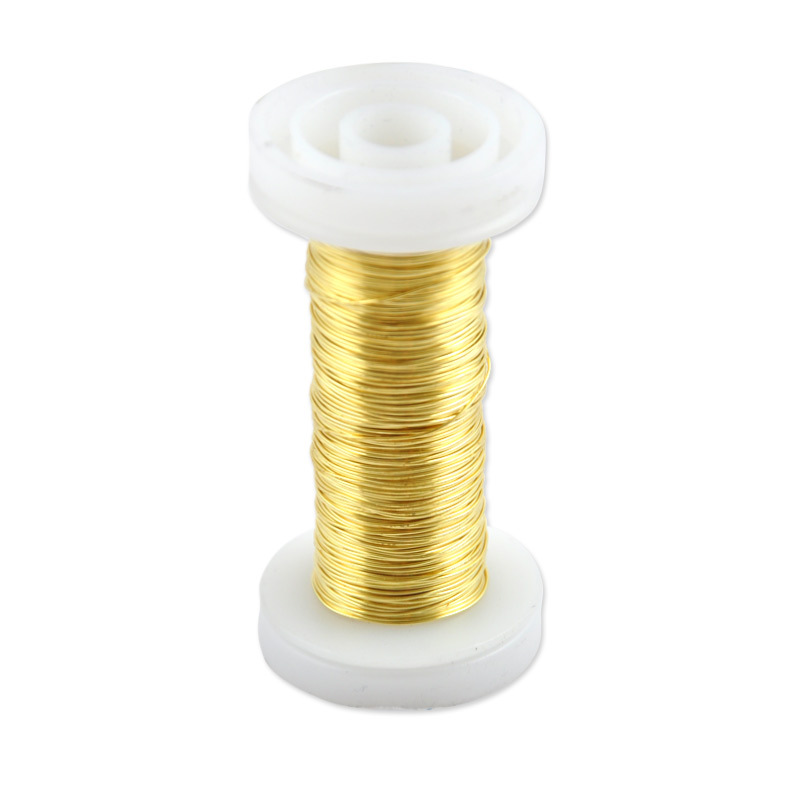 Schmuckdraht gold 0,4mm 40m auf weißer Spule, ideal für kreative Bastelprojekte. Marke: preissler.