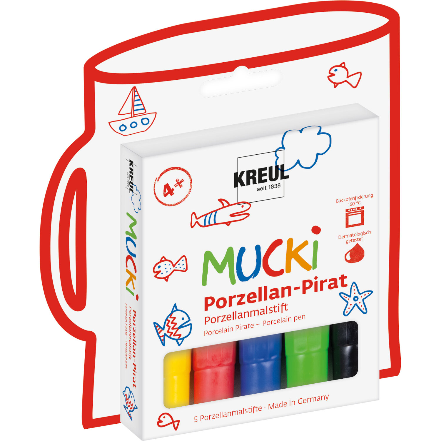 MUCKI Porzellan-Pirat Porzellanmalstift Set 5-teilig von C.Kreul 