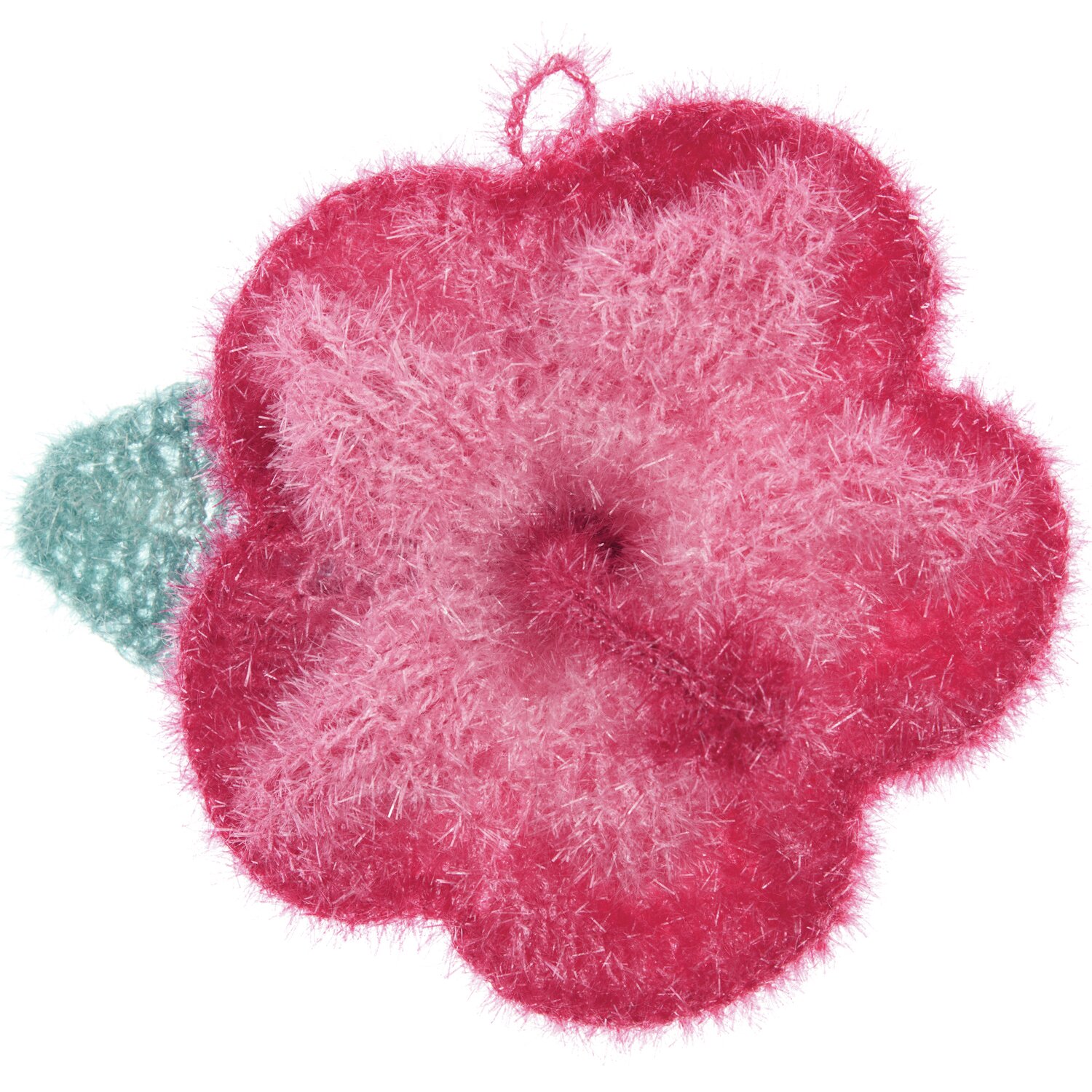 Creative Bubble Dégradé von Rico Design: Flauschiger Schwamm in Blumenform, rot mit grünem Blatt, ideal für kreative Projekte.