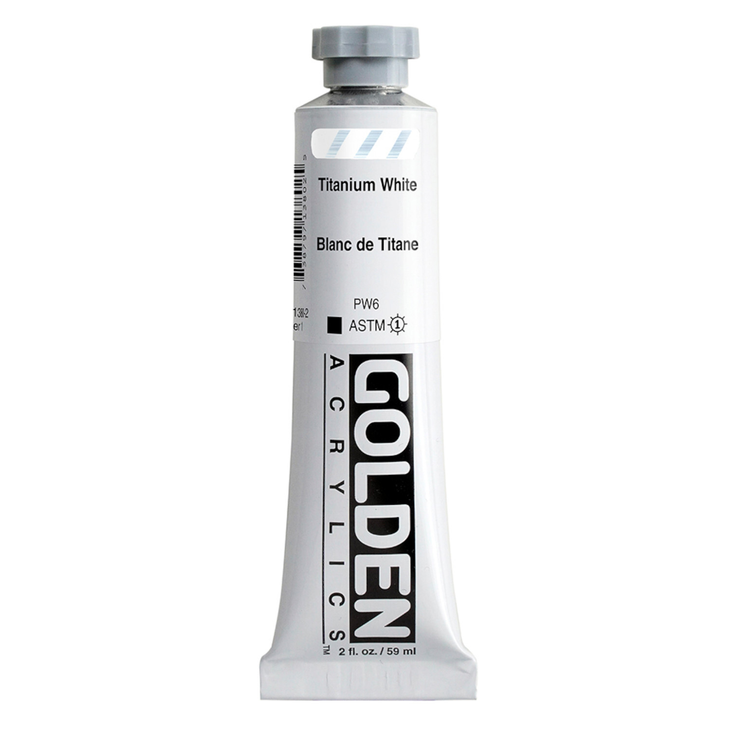 Golden Heavy Body Acrylfarbe in Titanweiß, 59ml Tube. Ideal für Künstler, hochwertige Pigmentierung.