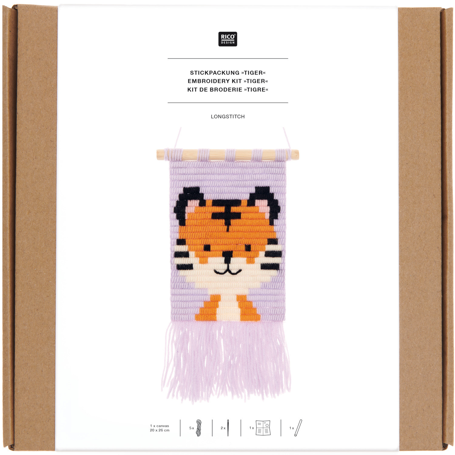 Longstitch Stickpackung Tiger 18x30cm von Rico Design
