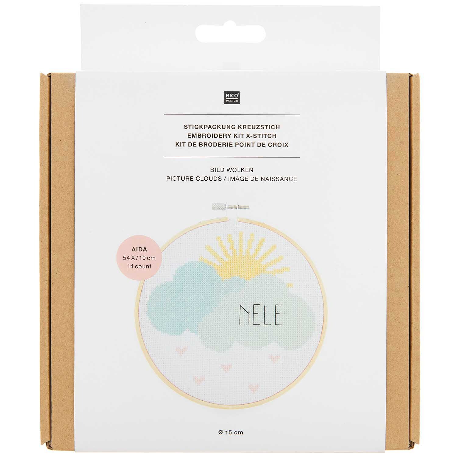 Stickpackung Geburtsbild Wolken von Rico Design