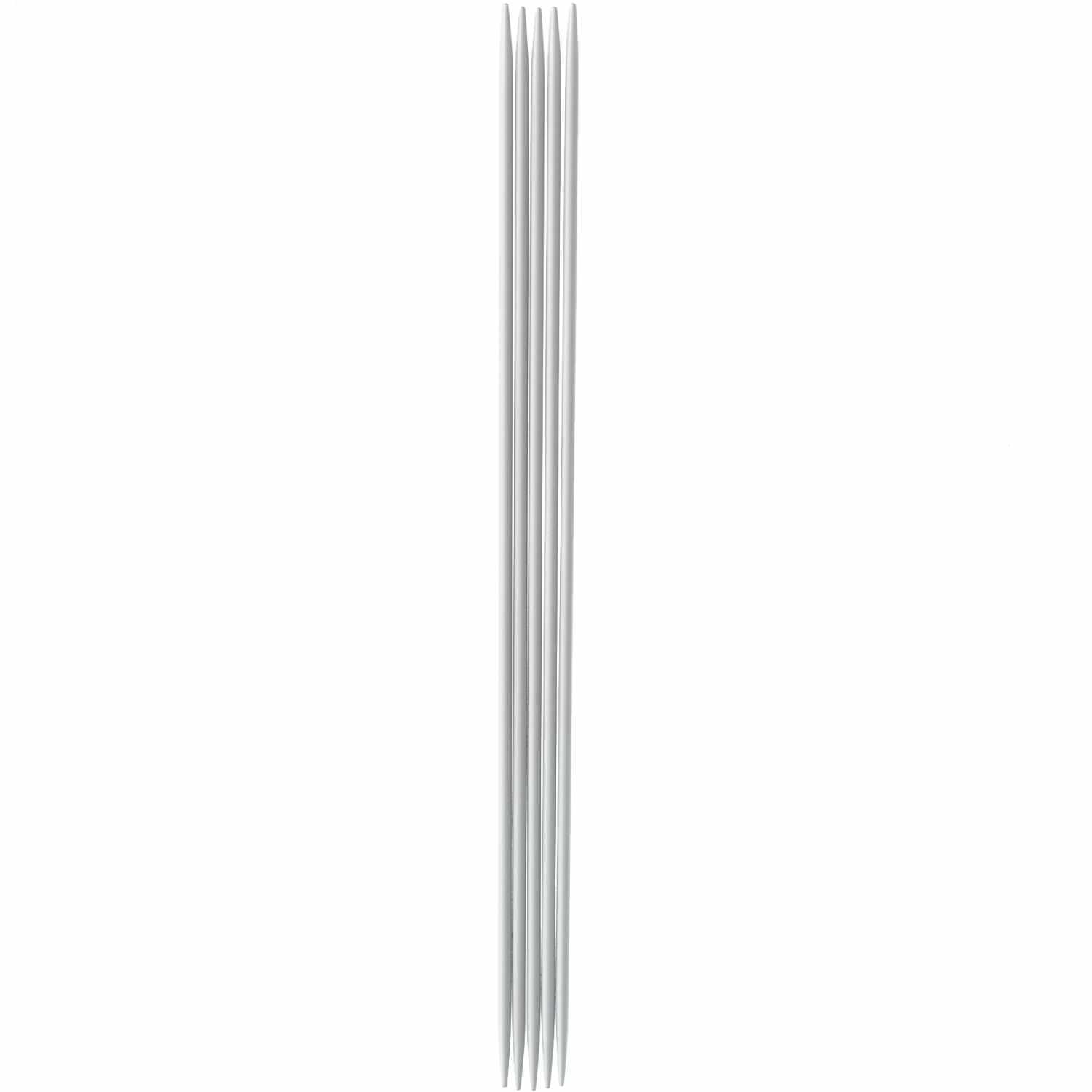 Nadelspiel 15cm Aluminium von Rico Design, bestehend aus fünf silbernen Stricknadeln. Ideal für präzises Stricken.