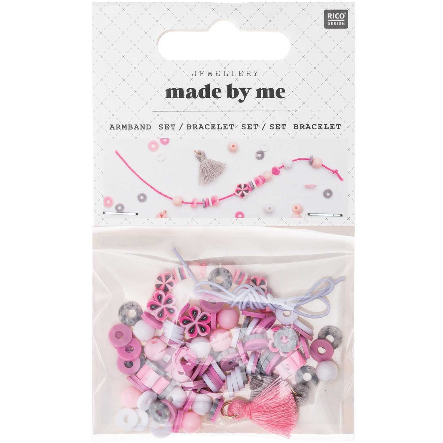 Mini Perlen Armband Set rosa-grau von Rico Design