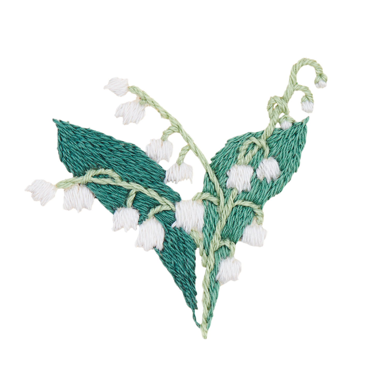 Stick and Stitch Blümchen: Gesticktes Blümchen-Design von Rico Design mit grünen Blättern und weißen Blüten. Ideal für kreative Projekte.