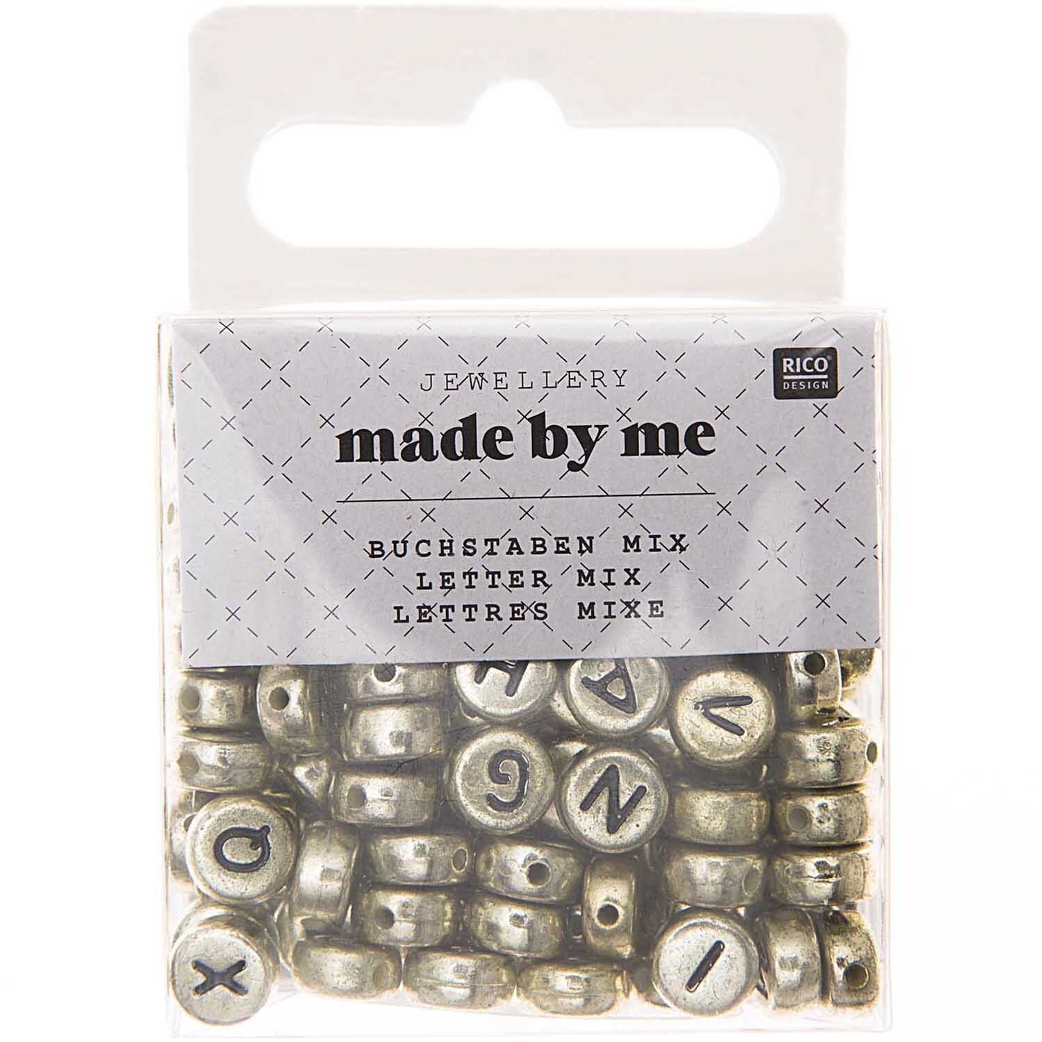 Perlen Buchstaben-Mix rund ca. 165 Stück Farbe Gold von Rico Design