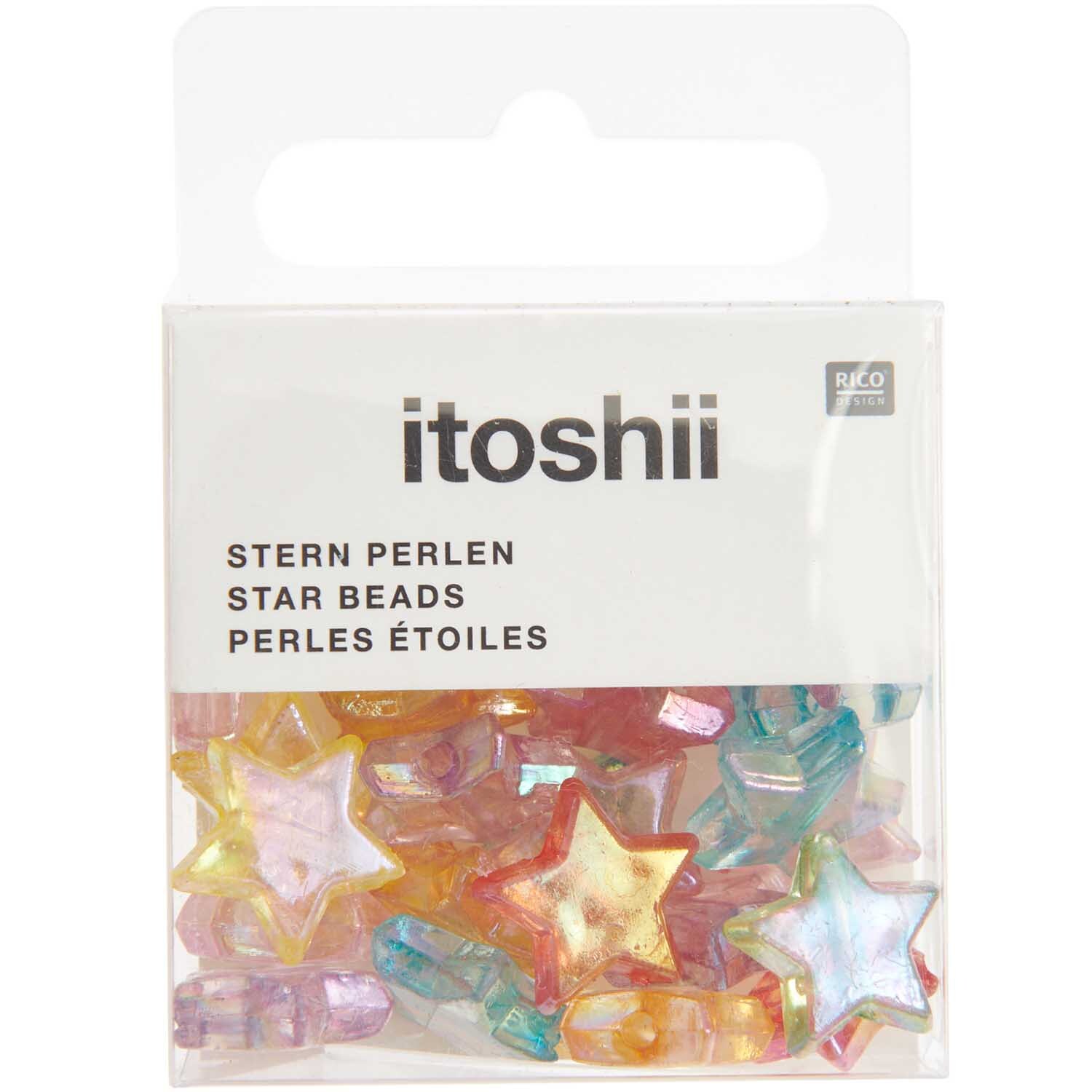 itoshii Stern Perlen transparent Farbmix 14x5mm 32 Stück von Rico Design