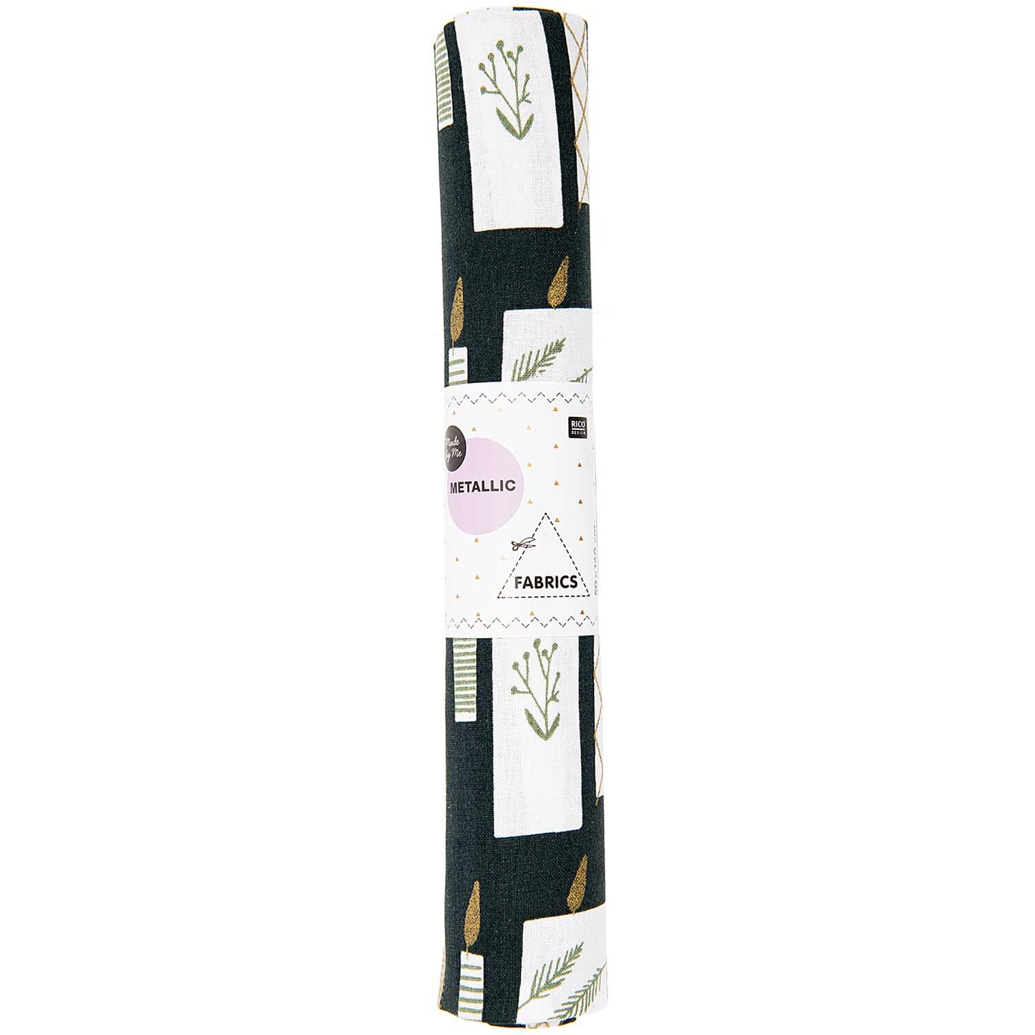 Druckstoff Nostalgic Christmas Kerzen schwarz-gold 50x140cm von Rico Design