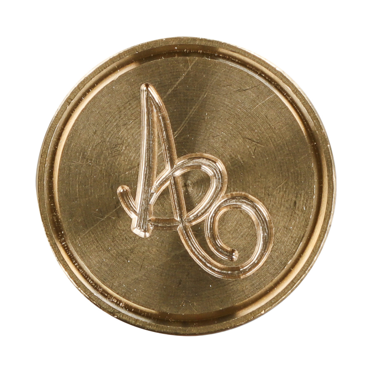 Siegelplatte Buchstabe, rund, aus Metall mit eingraviertem Buchstaben "A" in elegantem Design.