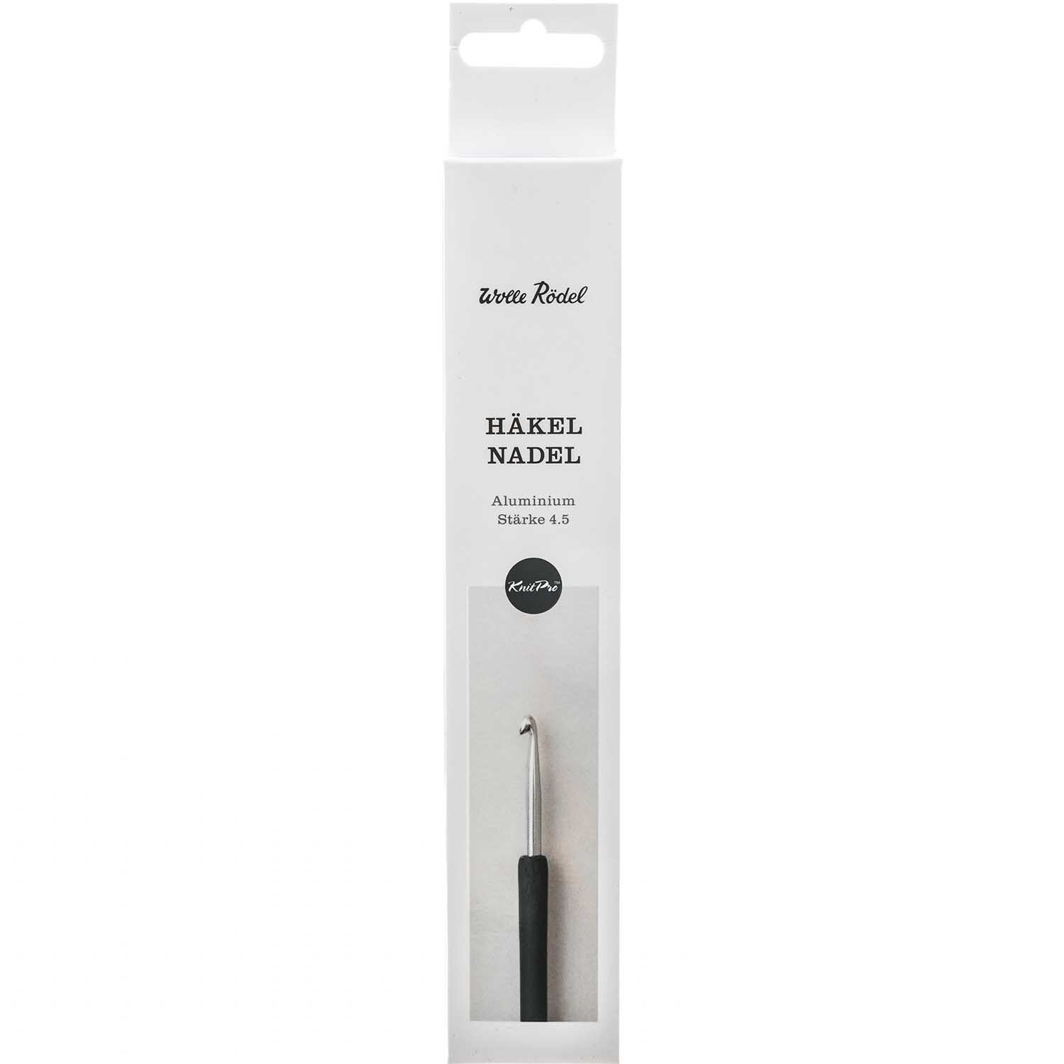 KnitPro Häkelnadel Aluminium in schwarzer Verpackung mit Sichtfenster, ideal für präzises Häkeln.