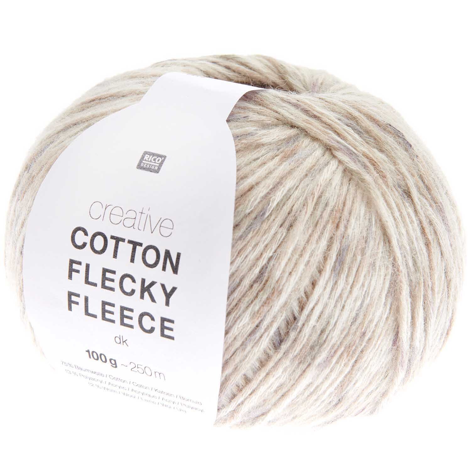 Creative Cotton Flecky Fleece dk von Rico Design, 100g Knäuel in natürlichen Erdtönen. Ideal für Strickprojekte mit 250m Lauflänge.