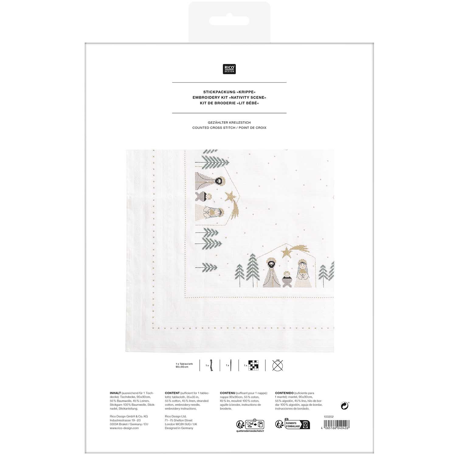 Stickpackung Tischdecke Krippe 90x90cm von Rico Design