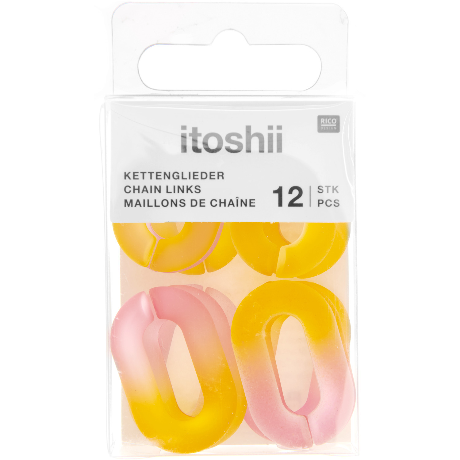 itoshii Kettenglieder matt 1,9x3,1x0,5cm 12 Stück Farbe Orange/Flieder von Rico Design