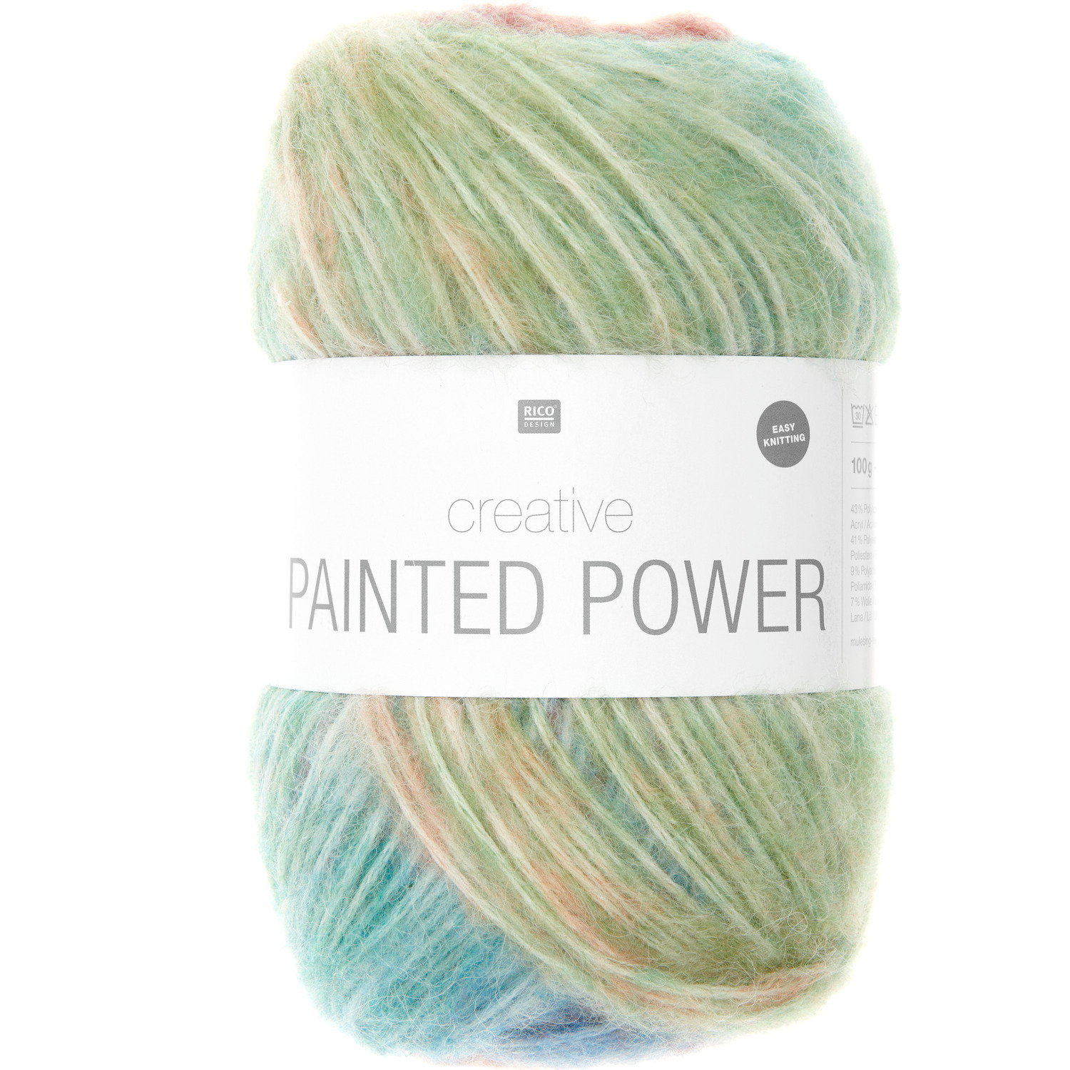 Creative Painted Power Strickset mit weicher, bunter Wolle von Rico Design, ideal für Dreieckstücher.