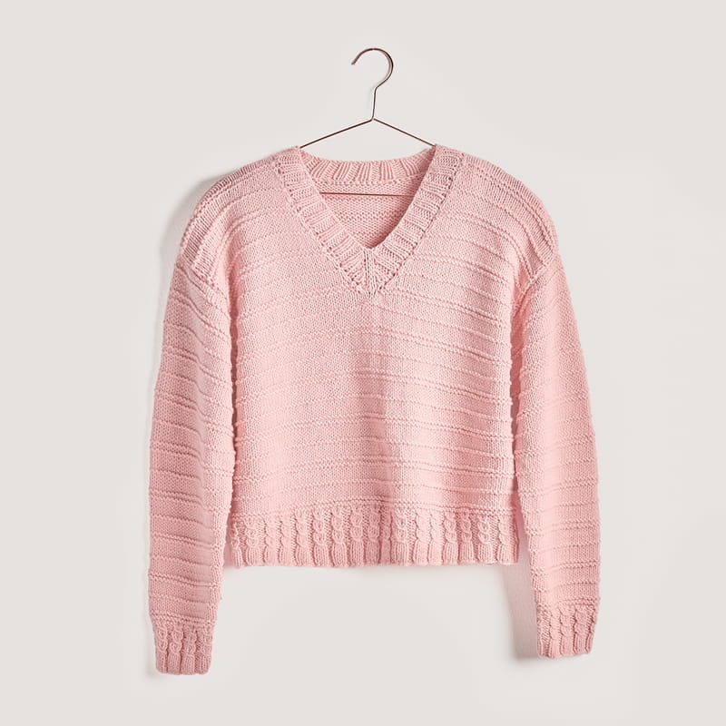 Gestrickter Pullover in Rosa: Modell 15 aus dem Heft Vegan Cashmere
