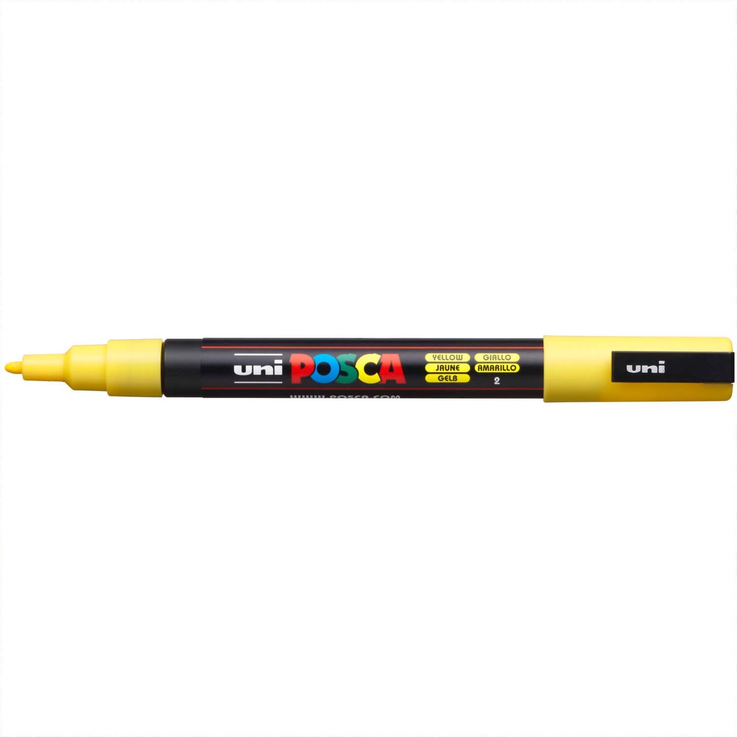 POSCA-Marker PC-3M 0,9-1,3mm in Gelb von uni, ideal für präzises Zeichnen und farbenfrohe Designs.