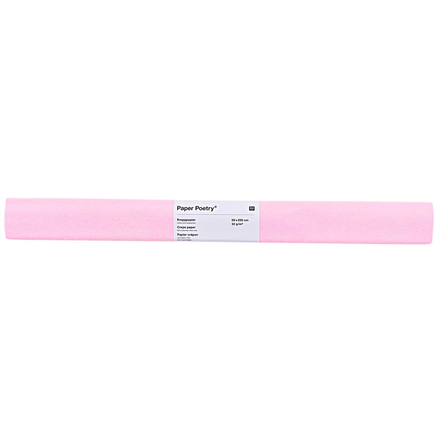 Krepp-Papier 50x250cm in zartem Rosa von Rico Design, ideal für kreative Bastelprojekte.