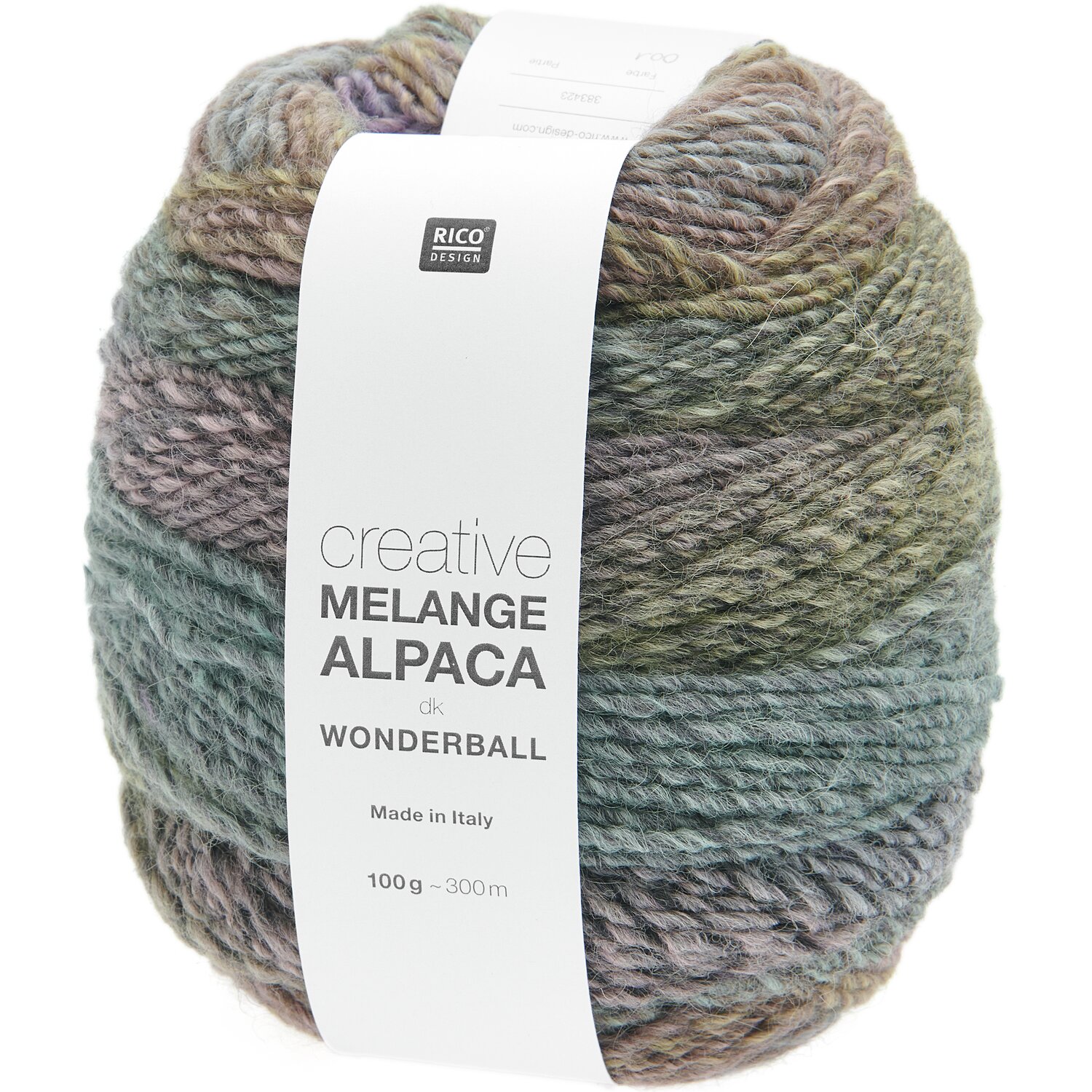 Creative Melange Alpaca Wonderball dk, pastellfarbene Wolle von Rico Design, 100g, 300m. Ideal für Strickprojekte, hergestellt in Italien.