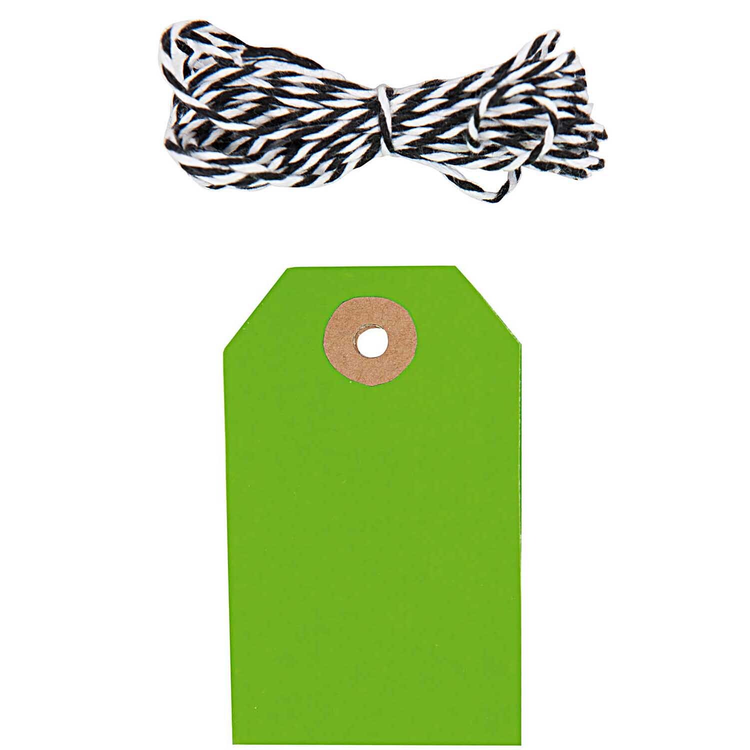 Paper Poetry Geschenkanhänger in rechteckiger Form mit Loch, neongrün, inklusive Kordel. Ideal für kreative Geschenkverpackungen.