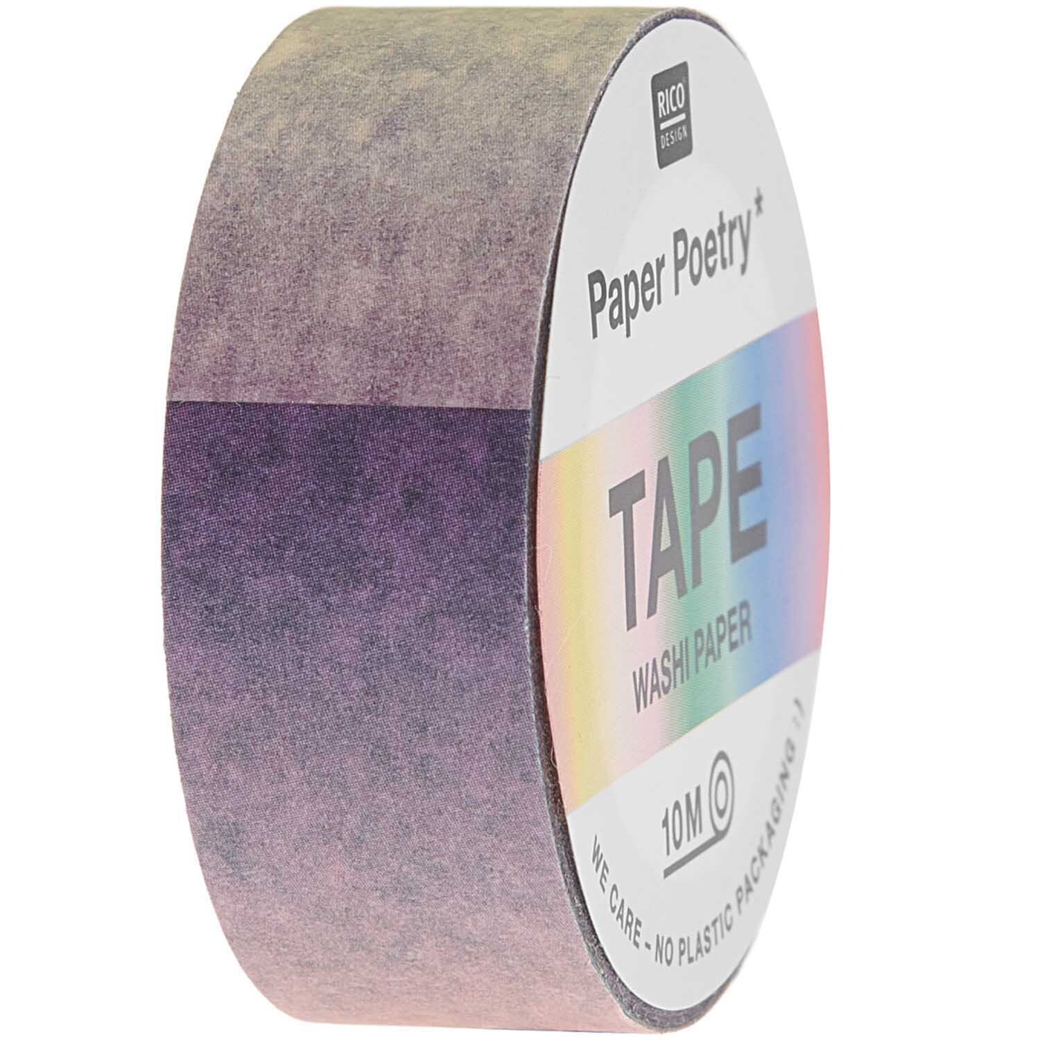 Paper Poetry Tape Regenbogen 15mm 10m von Rico Design, klassisch. Buntes Washi Tape auf Rolle.