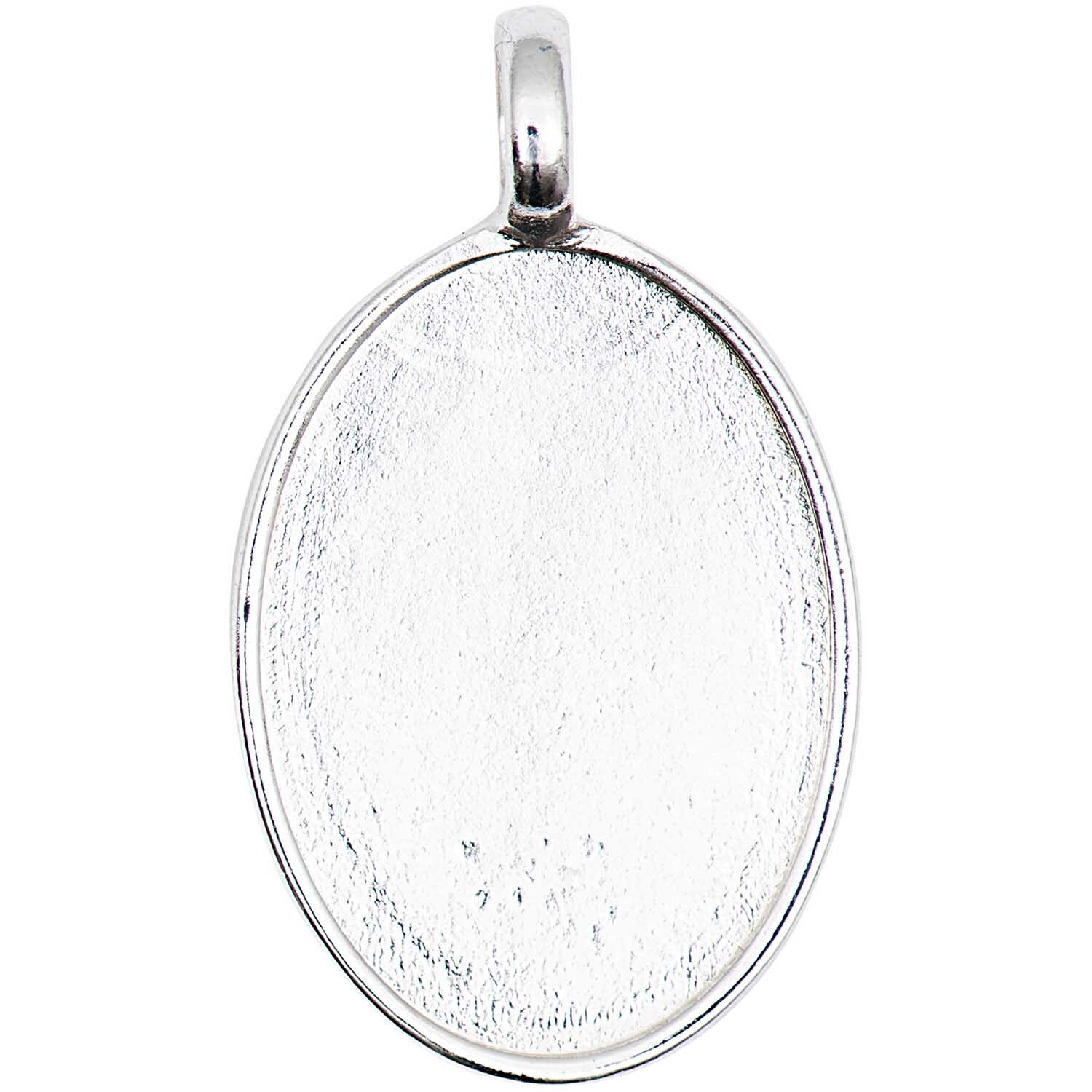 Cabochon Anhänger oval 27x20mm von Rico Design in elegantem Silber, ideal für stilvolle Schmuckkreationen.