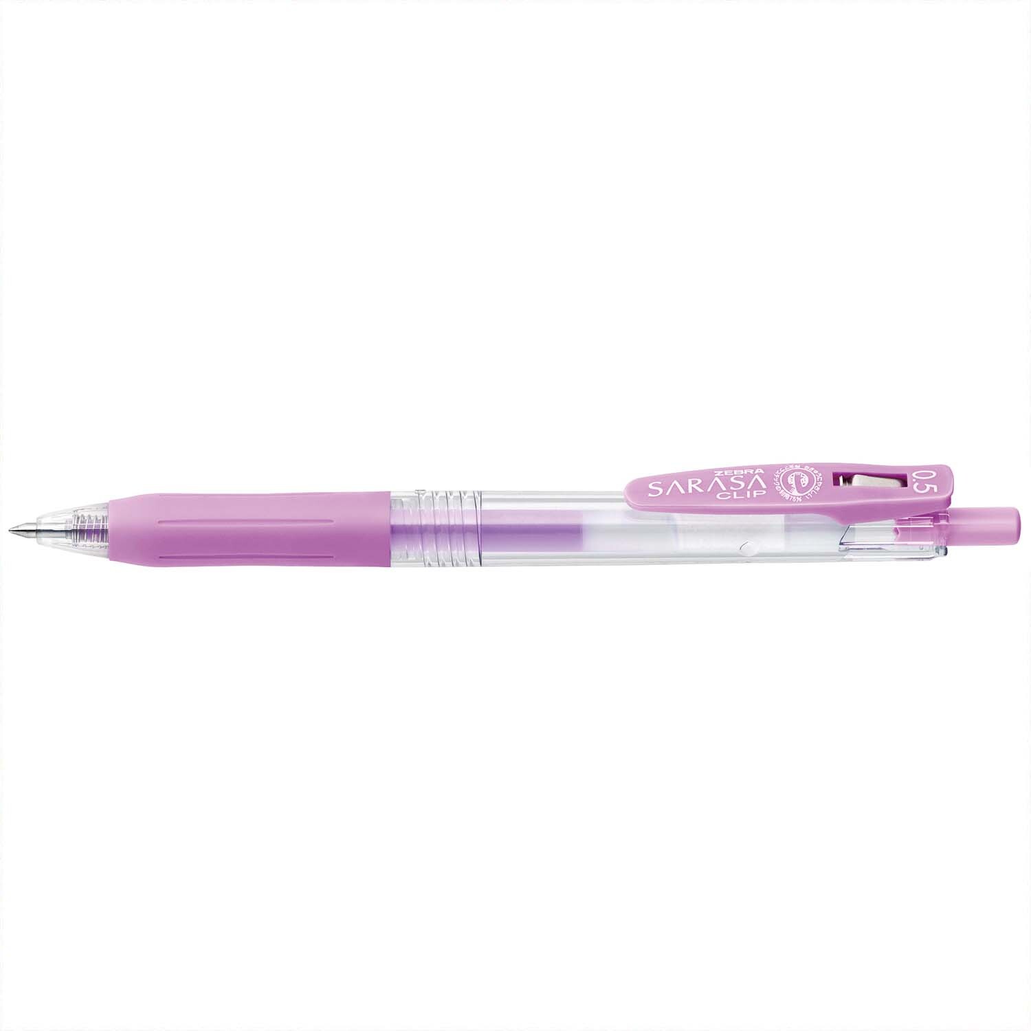 Sarasa Gel-Stift mit Clip 0,5mm in zartem Lila von ZEBRA, ideal für präzises Schreiben.