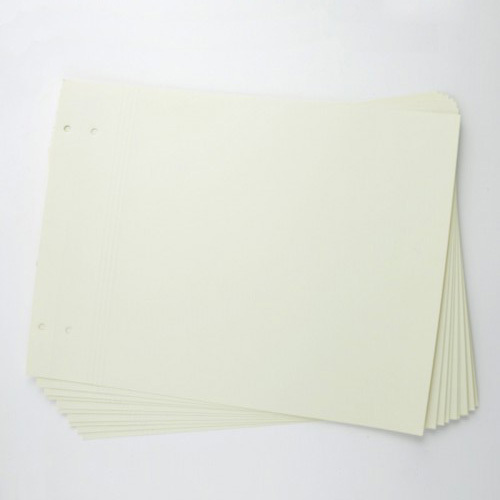 Fotokarton für Schraubalben in Creme, 29x24cm, 10 Blatt. Stapel cremefarbener Kartonblätter, ideal für kreative Projekte. Marke: goldbuch.