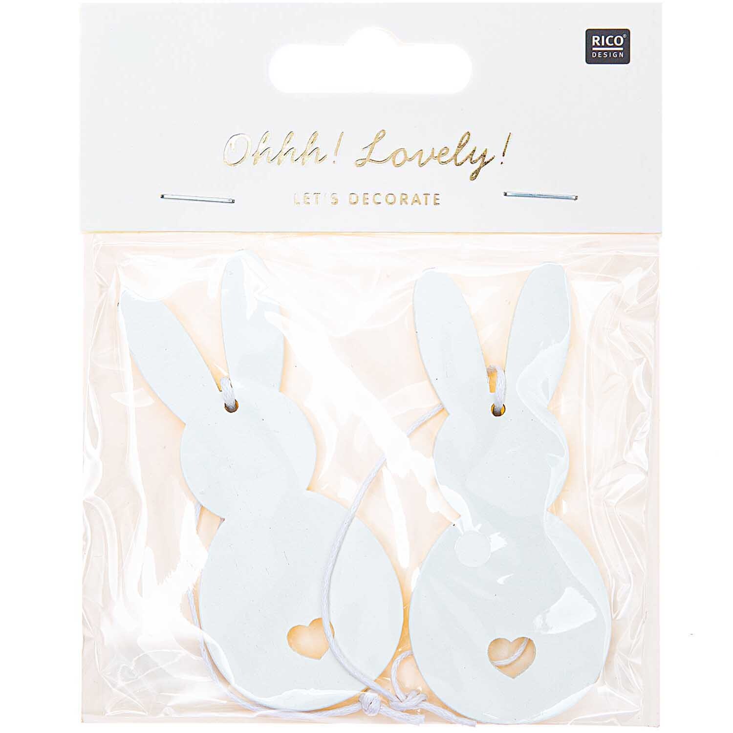 Holzhänger Hase 2 Stück Farbe Weiß von Rico Design