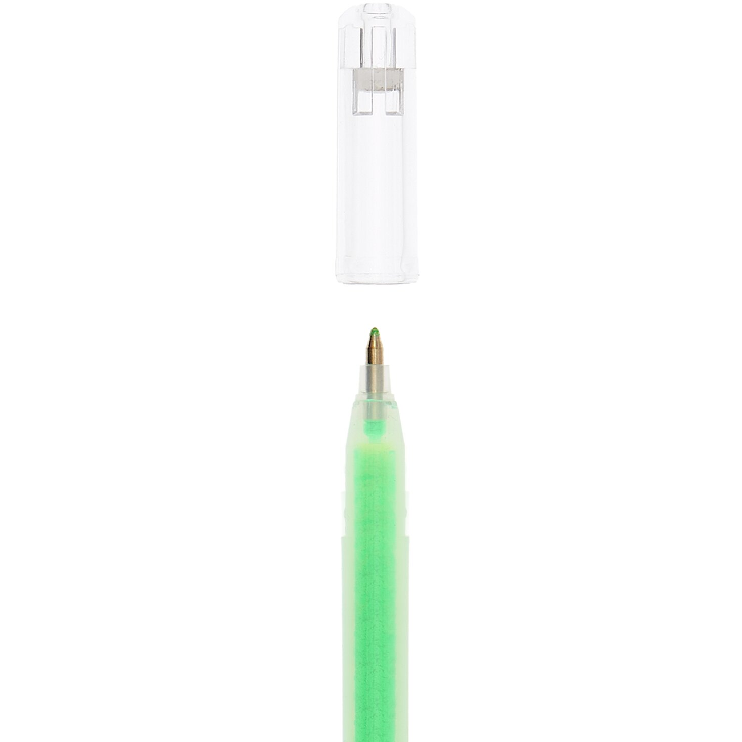 Gelstift Neon 0,8mm von Rico Design in leuchtendem Grün mit abnehmbarer Kappe, ideal für kreative Projekte.