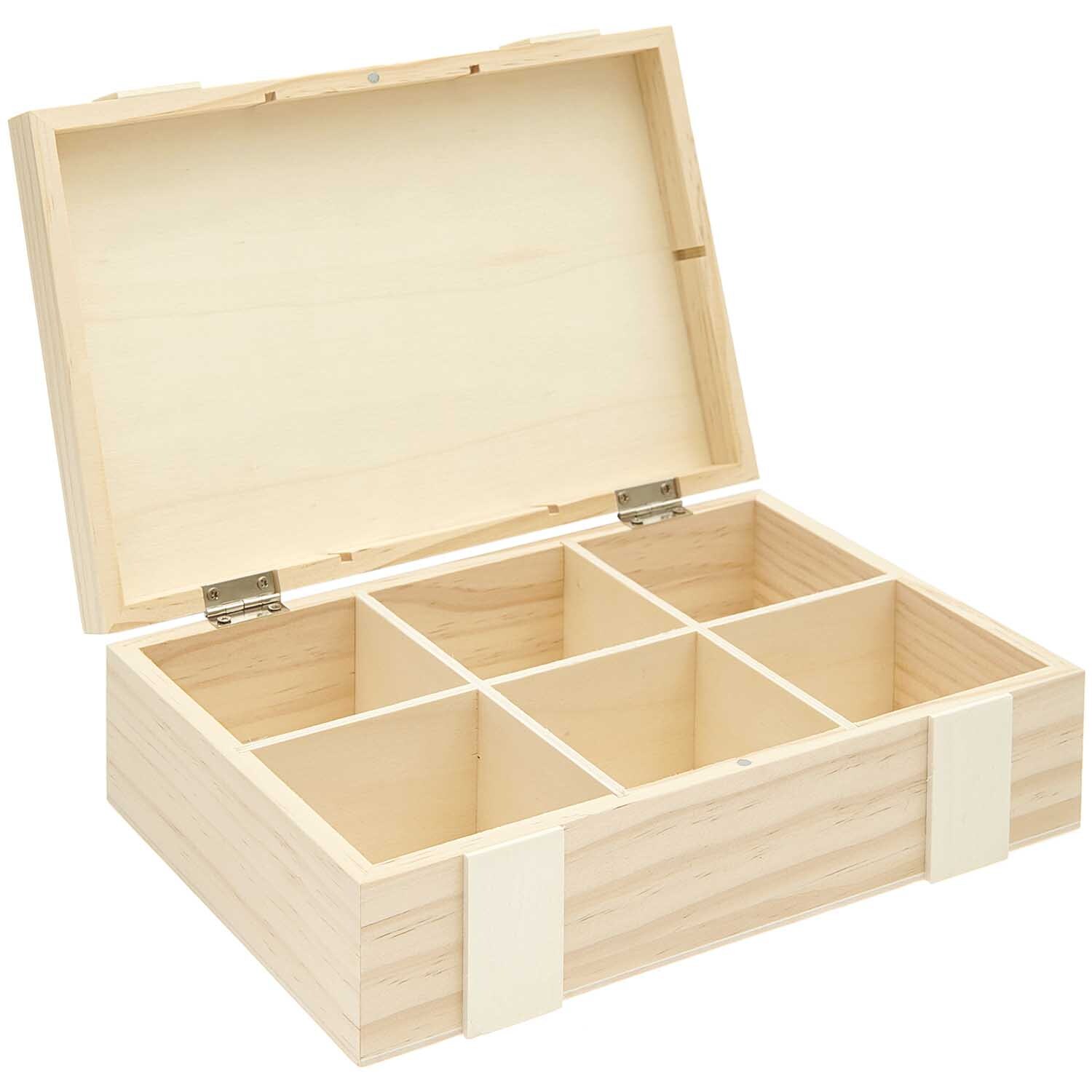 Aufbewahrungsbox aus Holz mit 6 Fächern, ideal zur organisierten Lagerung. Marke: Rico Design.