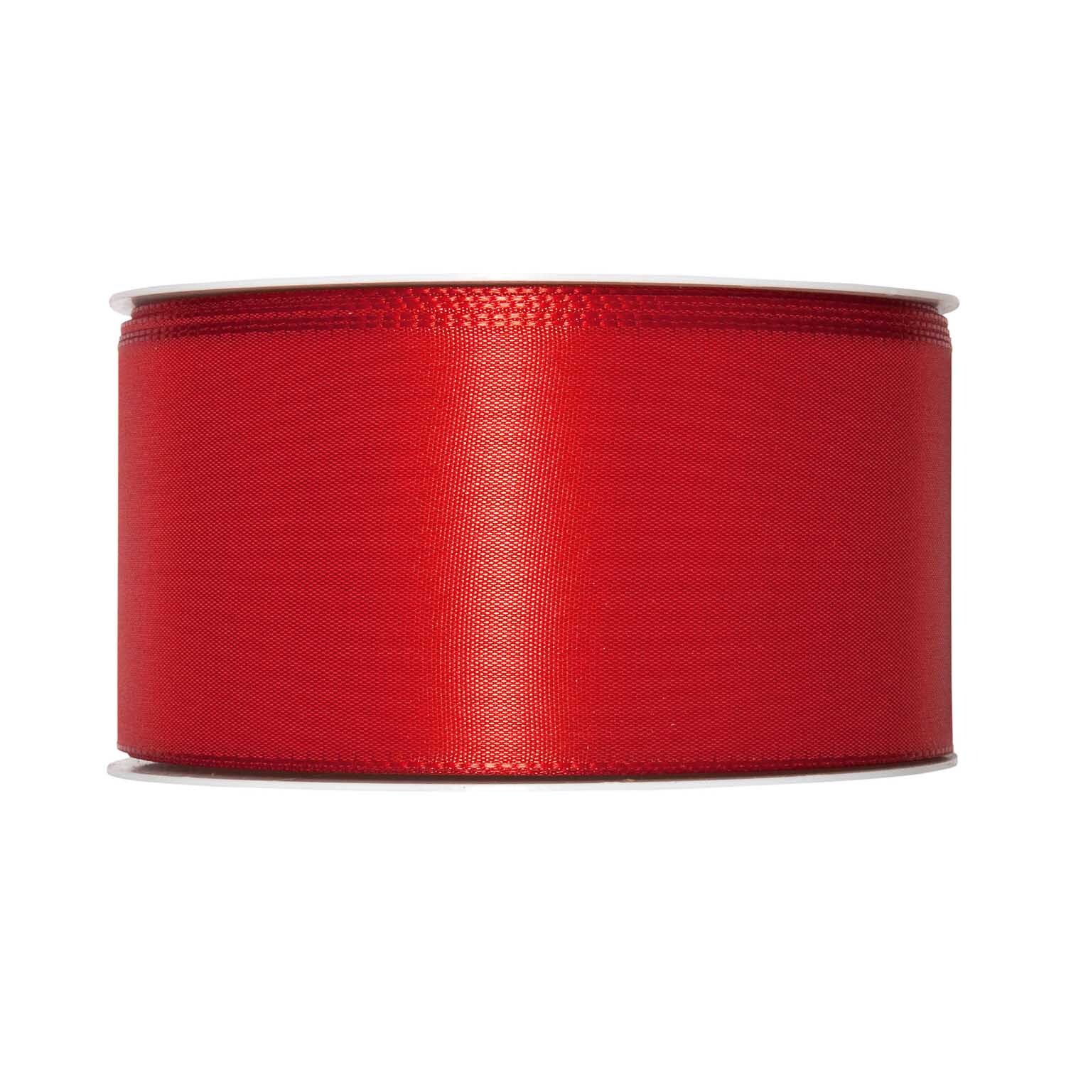 Taftband 60mm 5m: Rotes Band von Halbach, ideal für Dekorationen und Geschenkverpackungen.