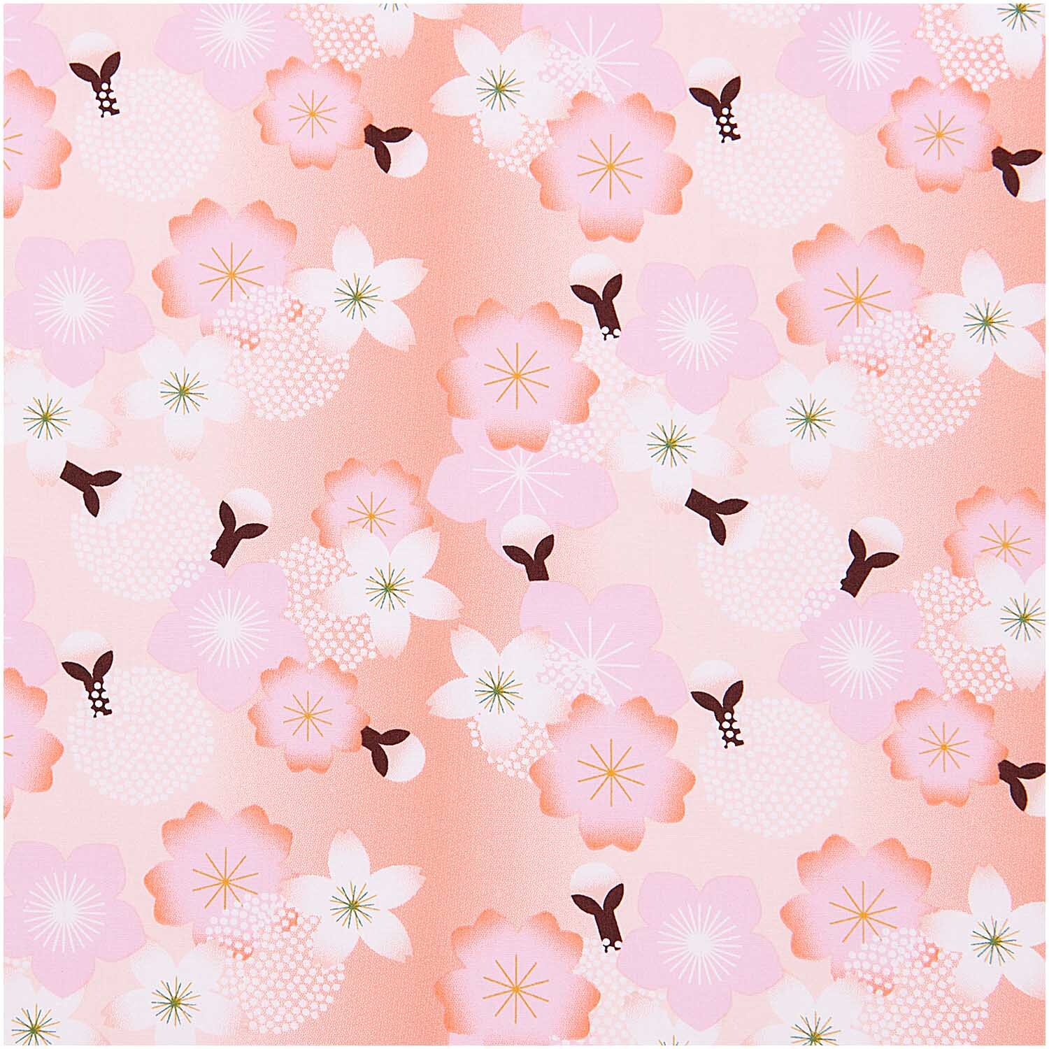 Meterware Baumwoll-Popelin Kirschblüten Mix mit zarten rosa und weißen Blüten von Rico Design.